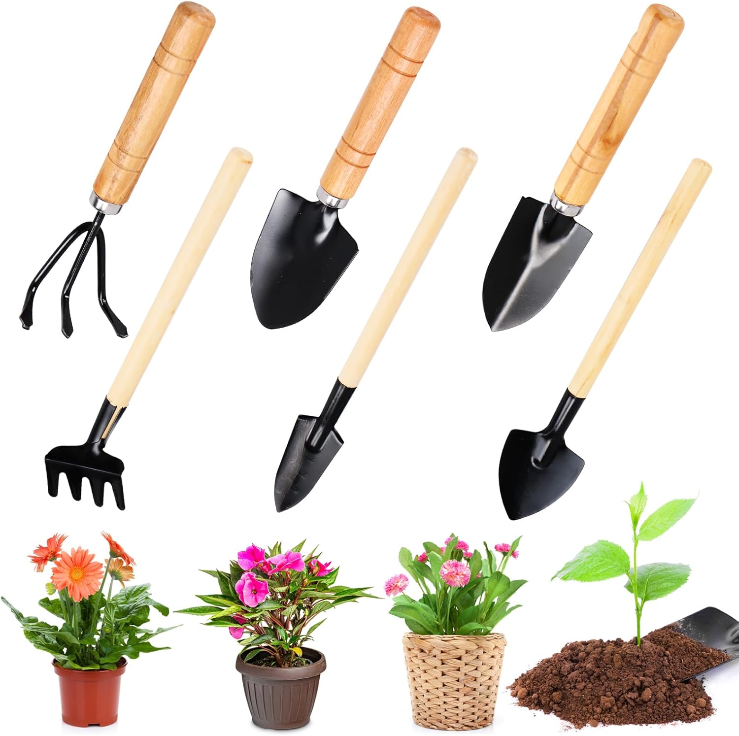 6 x Gardening Tools, Mini Gardening Tools Shovel Gardening, Mini Small Shovel Rake Tools Small Garden Gardening Shovel for Planting Flowers, Transplanting, Soil