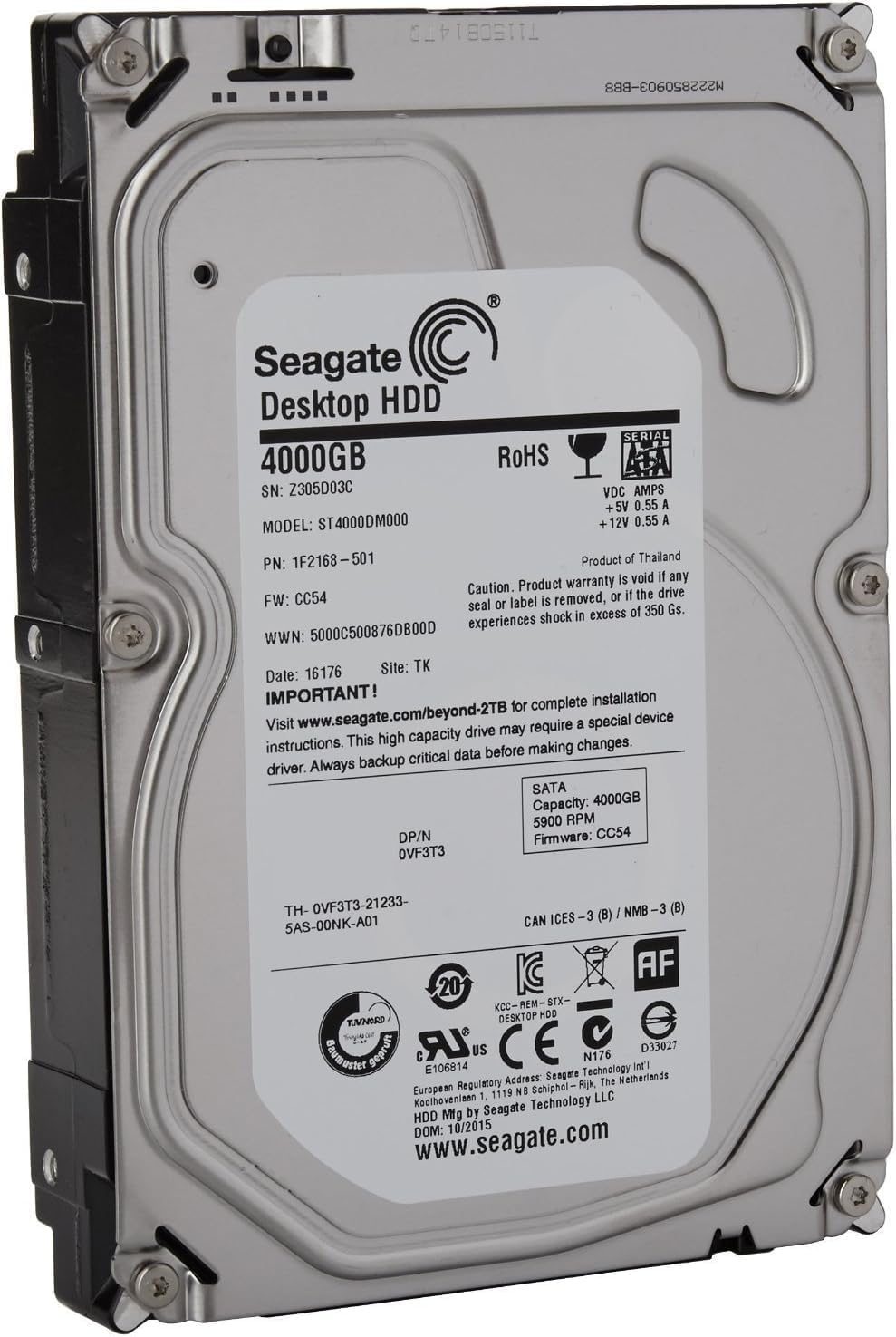 Seagate 3.5" 4TB SATA 6Gb/s Desktop Hard Drive (ST4000DM000) (Certified Refurbished)