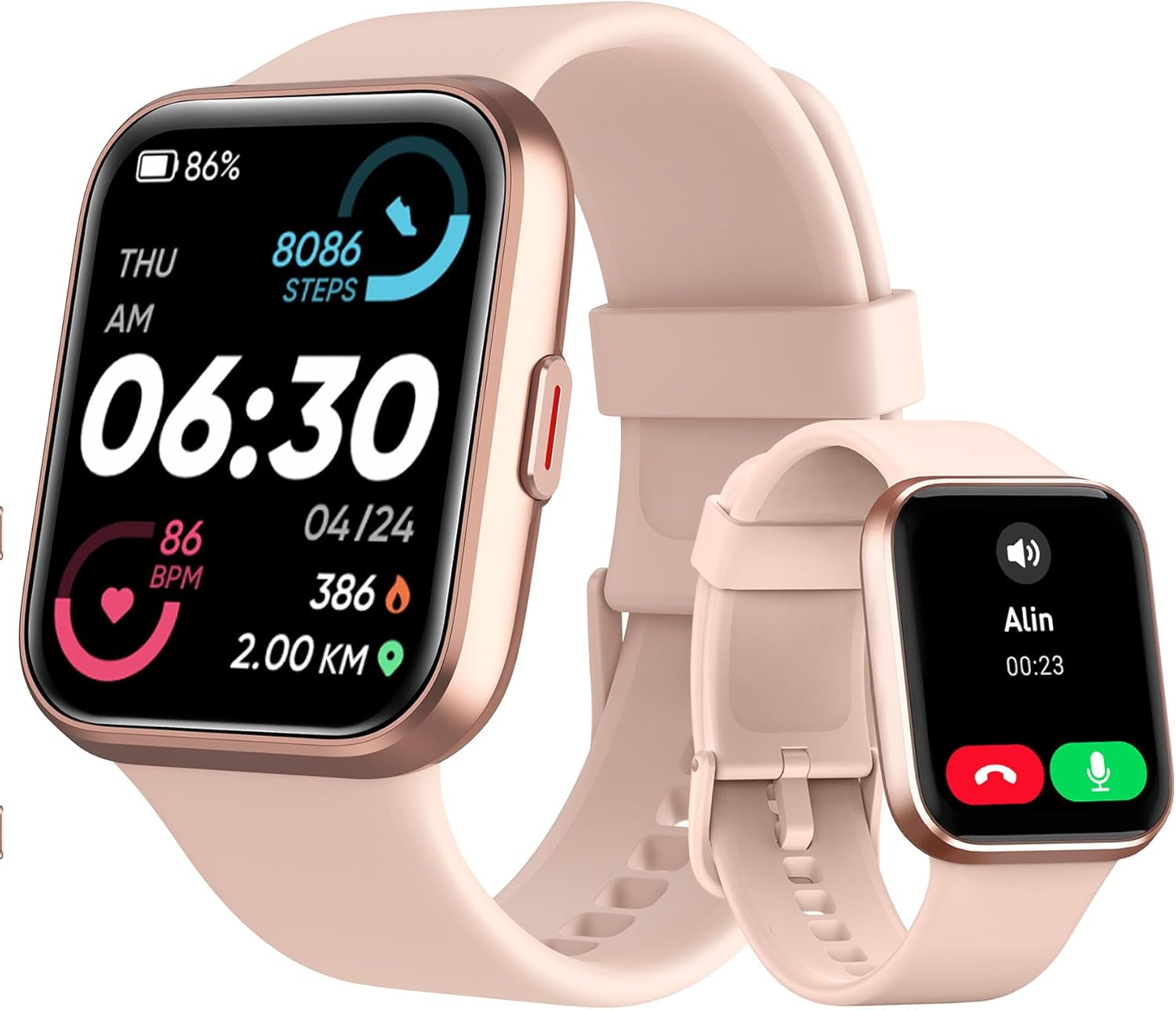 Women's Smartwatch 1.85 Inch Smartwatch for Samsung iPhone Android, Alexa Built-in 3ATM 100+ Sports Modes SpO2/Sleep/Heart Rate/Pedometer/Calories Pink