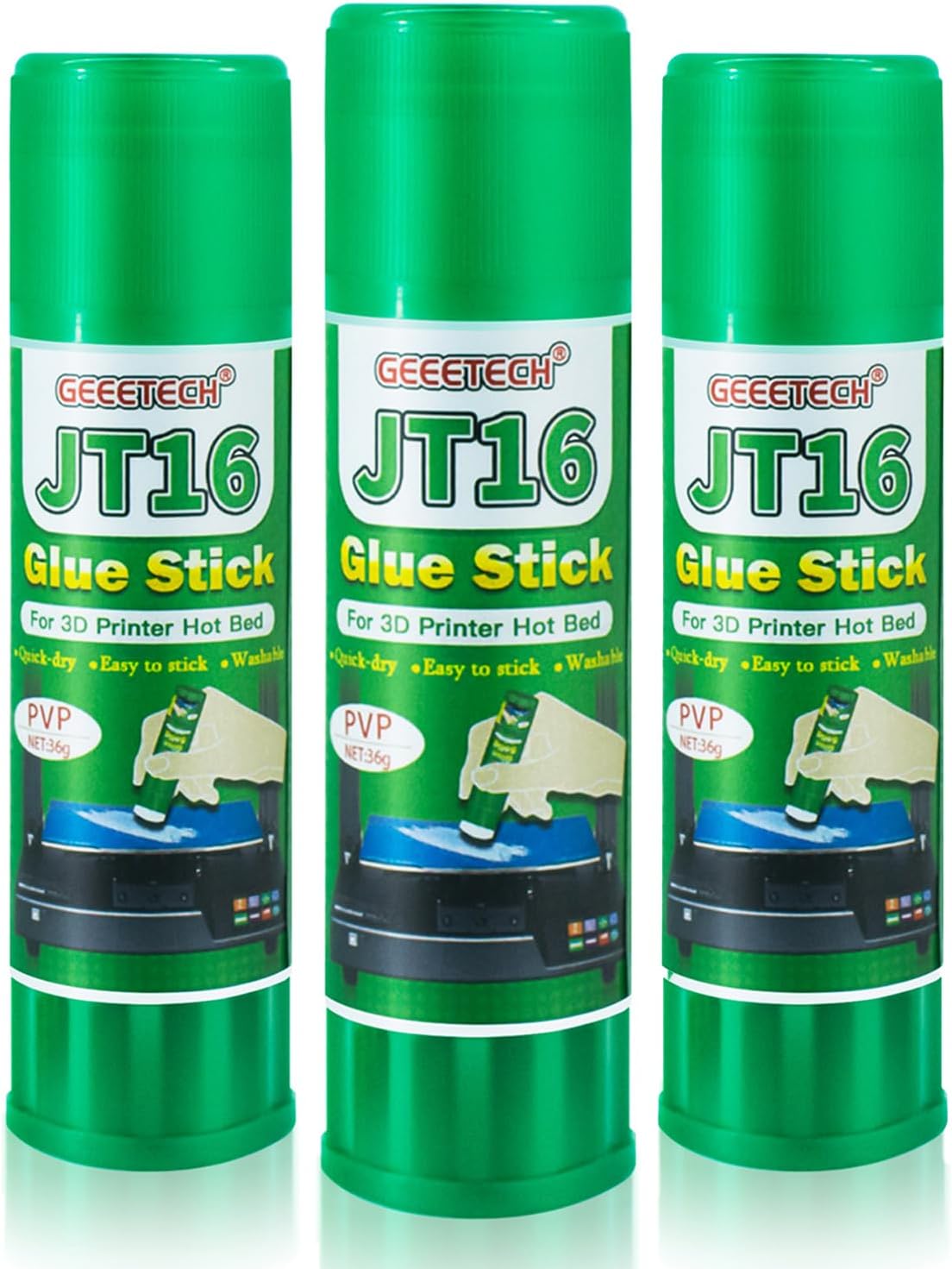 TEQStone 3D Printer Glue, Perfect First Layer Adhesion, Prevents Deformation, Easy Peeling, Woluble Formula in Water, Compatible with PLA Filaments, ABS, PETG, Pack of 3