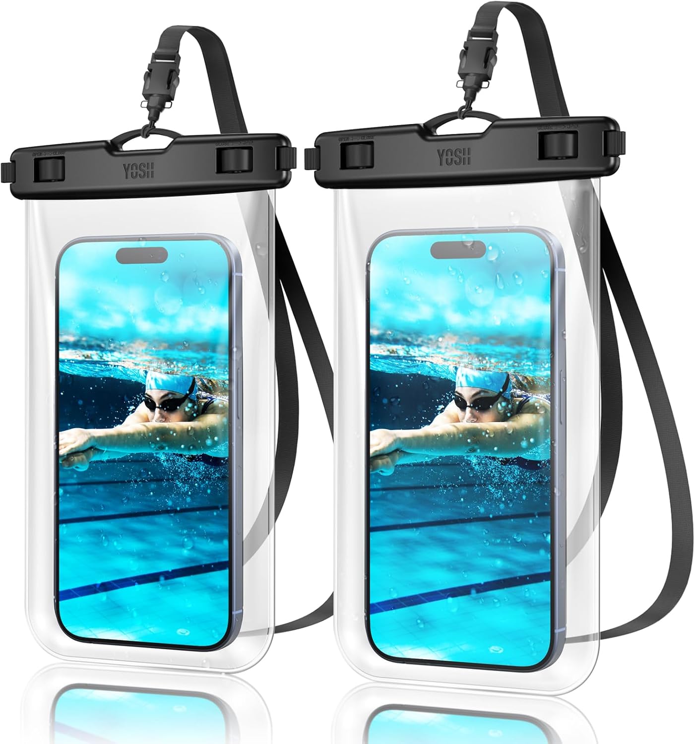 YOSH Waterproof Smartphone Pouch [Pack of 2] [Pack of 2], IPX8 Waterproof Mobile Phone Pouch for iPhone 17 16 15 14 Pro Max Samsung S25 S24 Ultra Up to 7.2 Inches