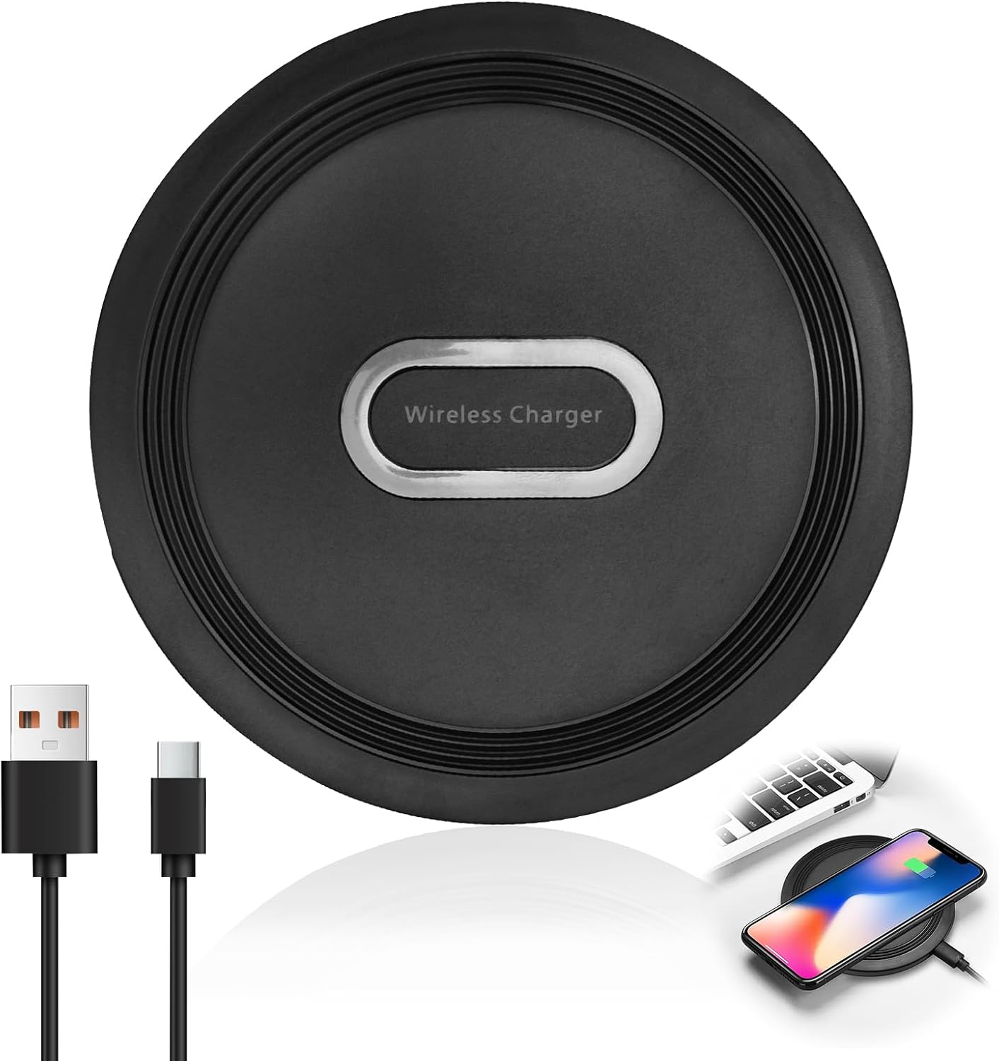 15W Wireless Charger Inductive Fast Charging Compatible with Google Pixel, Samsung Galaxy, iPhone Smart Design Safe Charging