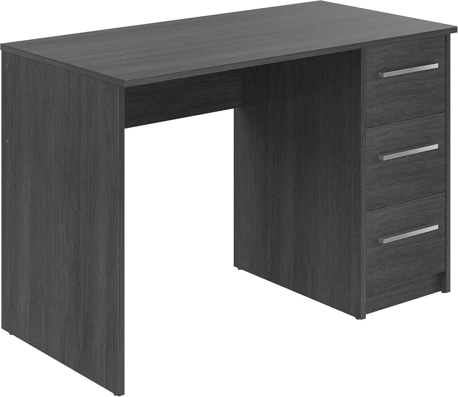 Amazon Basics Modern Computer Desk with 3 Drawers, Easy Assembly, 56 x 110 x 73.3 cm, Dark Grey