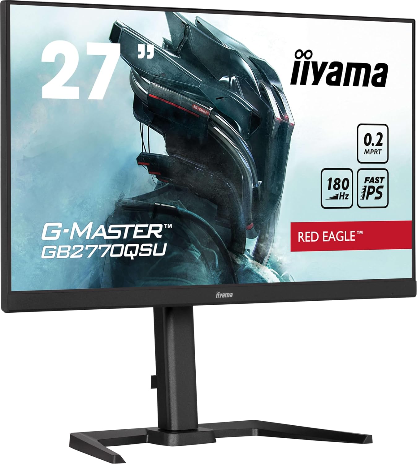 iiyama 27" G-Master Red Eagle Screen Fast IPS, 2560x1440 @180Hz & 0.2ms MPRT, 400cd/m², Speakers, HDMI, DP, USB HUB (4x3.2), Adjustable Height, Black Tuner, LFC