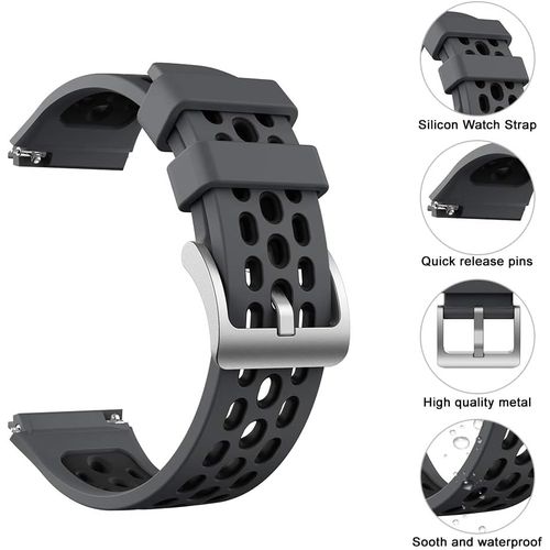 product_image_name-Generic-Bracelet de rechange silicone pour Huawei GT2e - Gris Noir-1