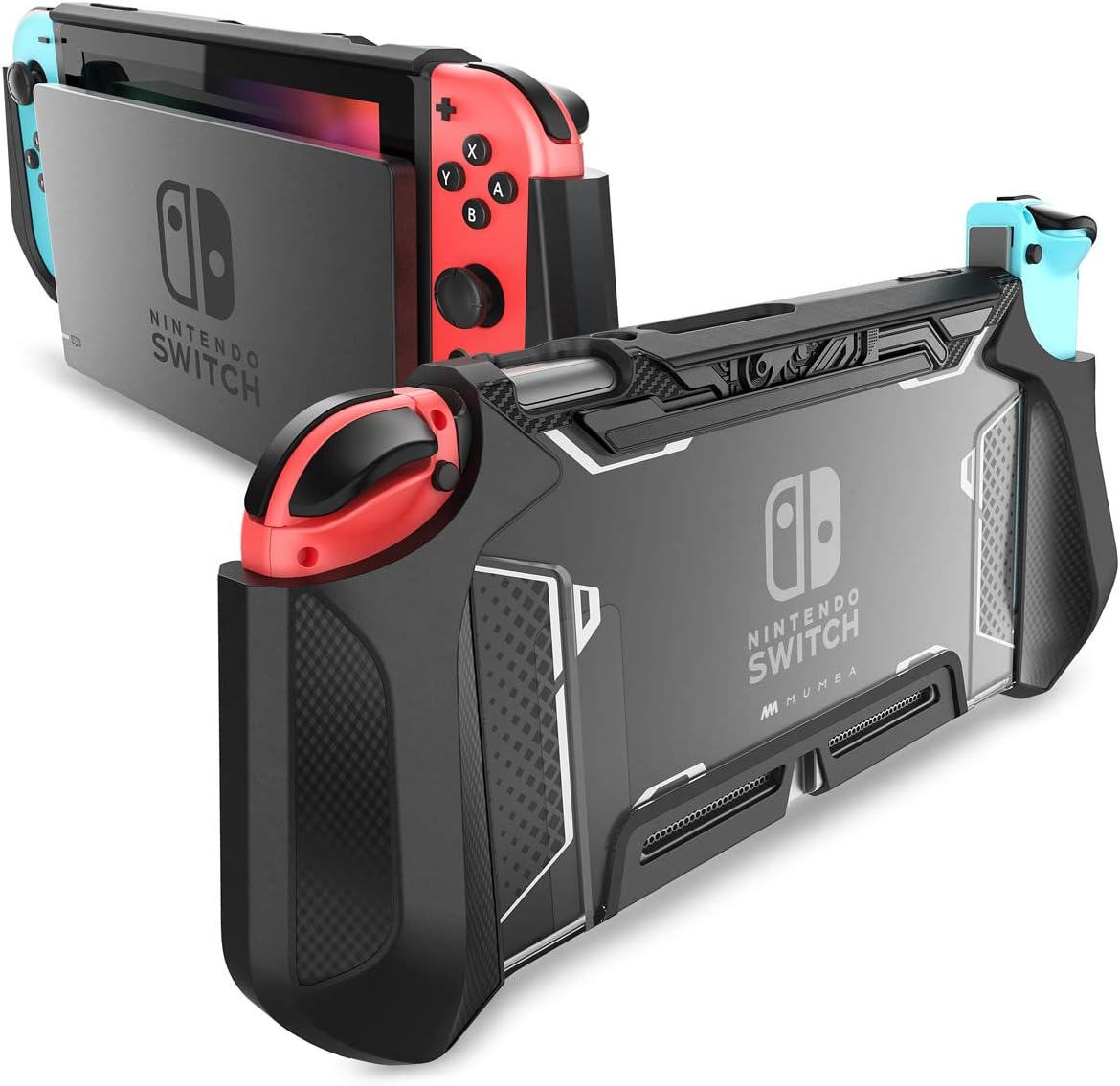 Mumba Case for Nintendo Switch [Blade Series] Ergonomic Dockable Protection TPU Handle NS Case Compatible with Nintendo Switch Console & Joycon Controllers (Black)