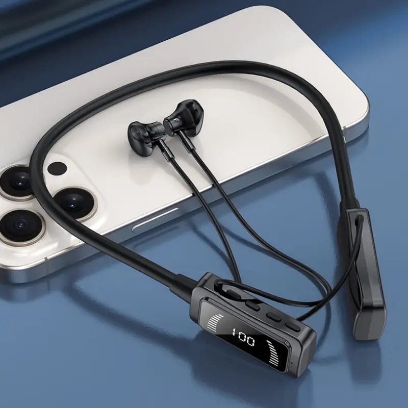 ultra long   wireless neckband earphones for running usb rechargeable wireless enabled type c charging port details 3