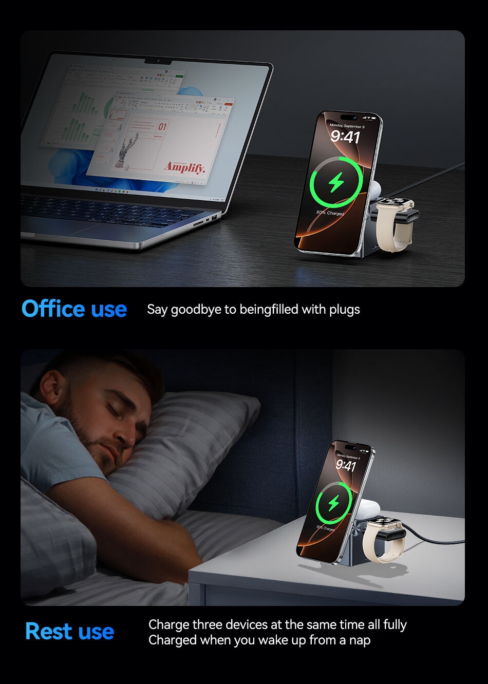 S8261a55ff69a4e44822ffdf13086119eT Chargeur Rocoren Sans Fil iPhone Samsung – Station de Charge Verticale Rapide