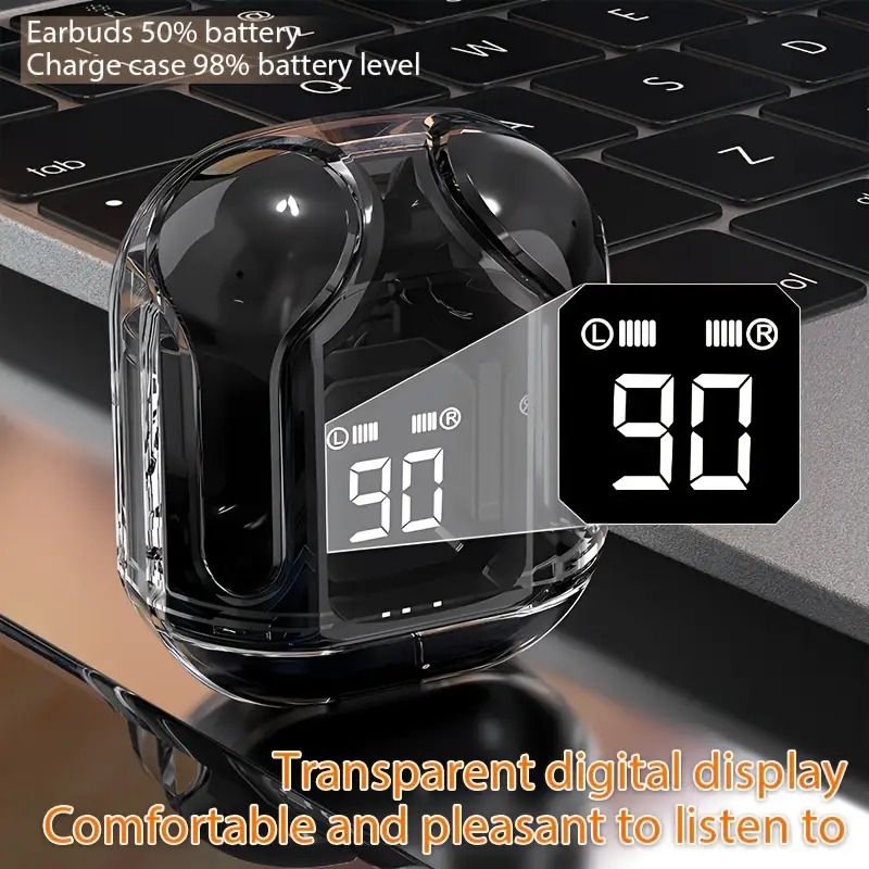 ecouteurs   fil y26 : son stéréo hifi avec affichage led, annulation active du bruit, écouteurs  ,   du volume, microphone à condensateur intégré, batterie rechargeable de 150mah, compatible avec les téléphones portables pour   - oreillette fermée en plastique détails 0
