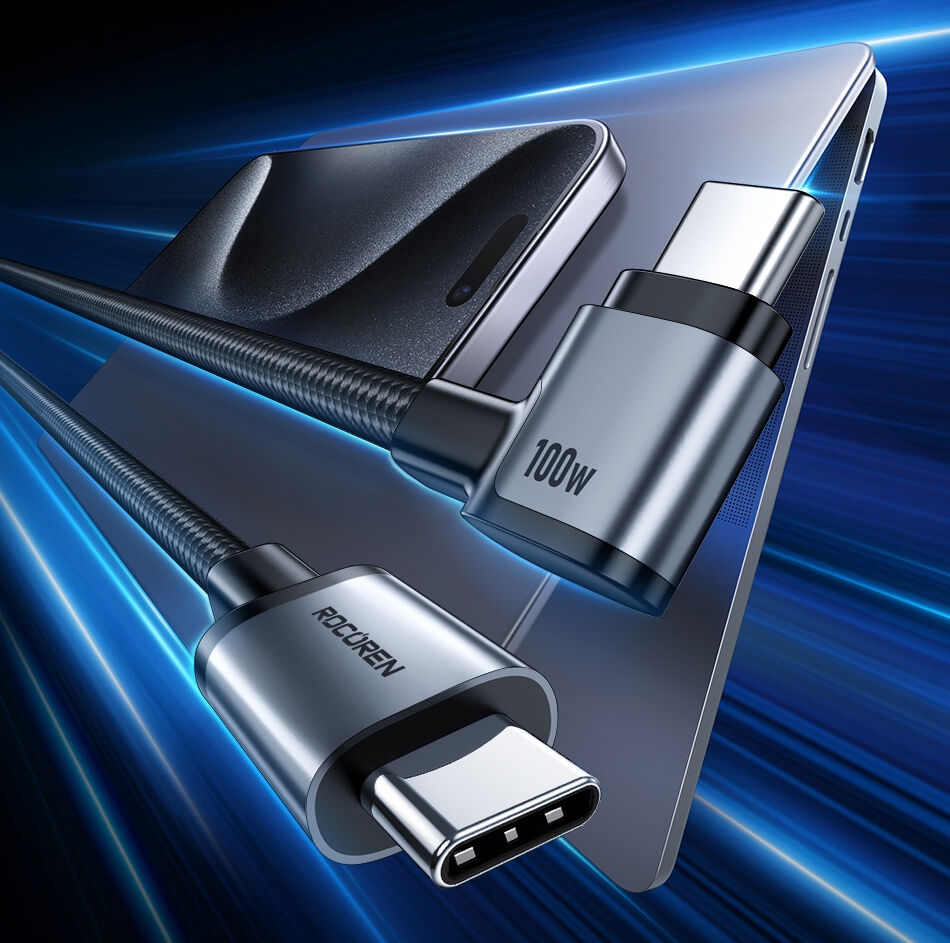 Rocoren câble USB‑C coudé 90° USB‑C PD 100W haute performance 