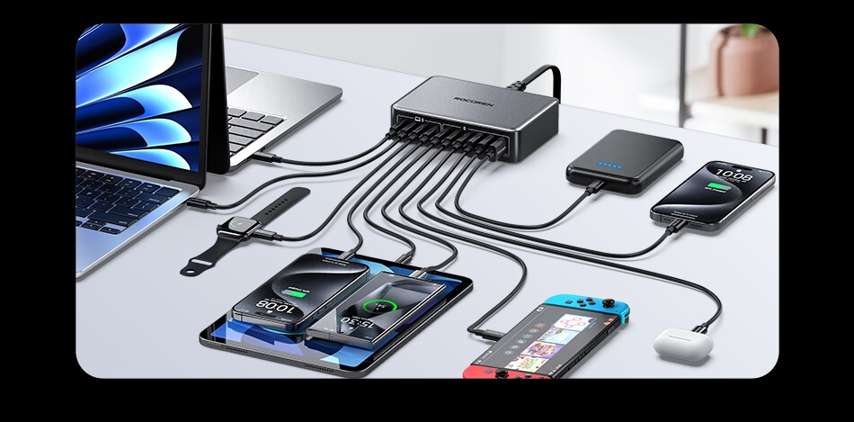 S3756c0d25f1143bb98b539a628fd78f3T Rocoren Chargeur Rapide 400W – Station d’Alimentation USB-C GaN Portable ⚡