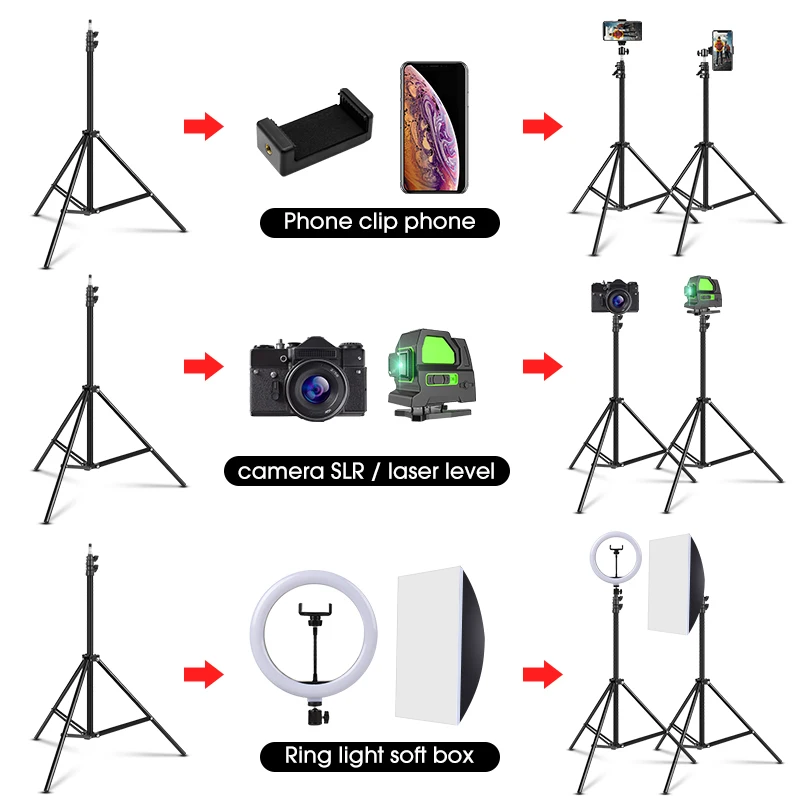 Tripod 8806 prise de vue professionnelle, trépied support de lumière 8806 compatible avec les lampes selfie, appareils photo numériques modernes, avec support fileté inférieur à ¼ pouces .