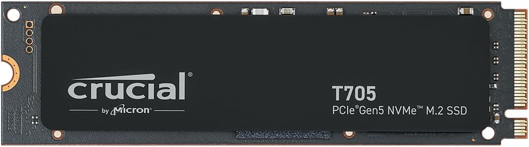 Crucial T705 SSD 1TB PCIe Gen5 NVMe M.2 SSD Internal Gaming (New 2024), Up to 13.600MB/s, Microsoft DirectStorage, Backward Compatibility PCIe 3.0 and 4.0, Solid State Drive - CT1000T705SSD3