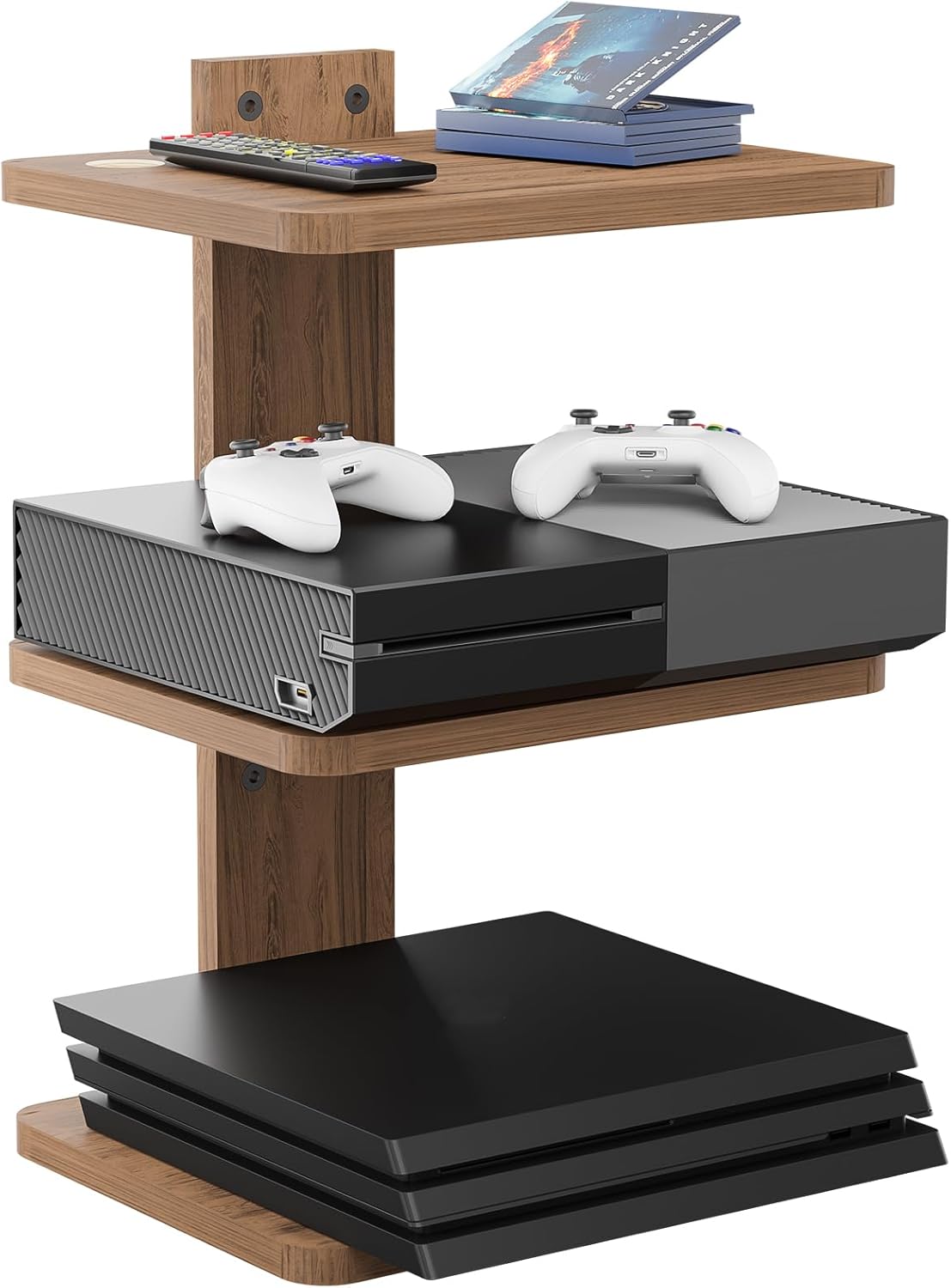 WALI Floating TV Shelf, Holds Up to 10kg, Wooden Wall Shelves for DVD Players, Cable Boxes, Routers, Game Consoles, Living Room Decoration Accessories (CS303N), 3