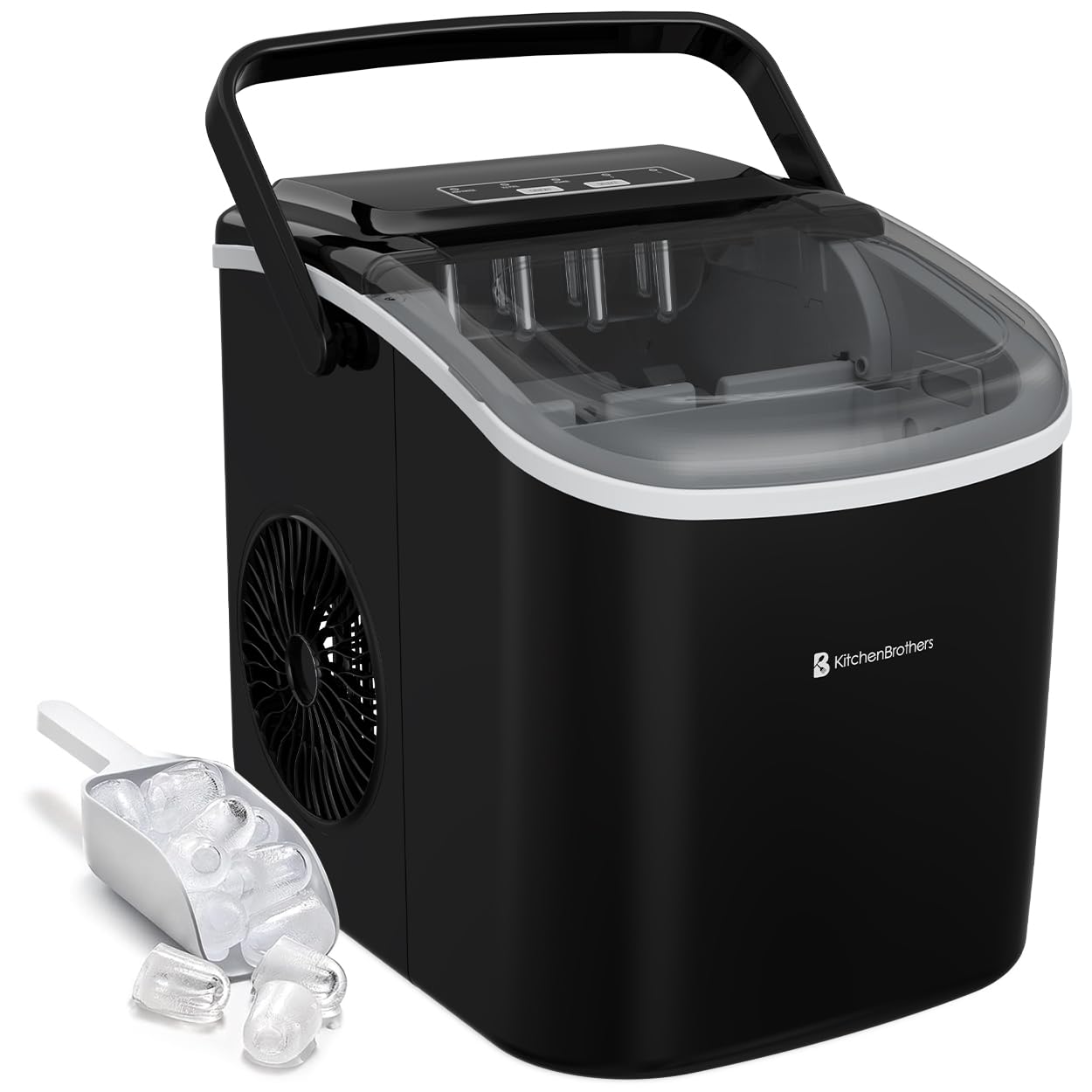 KitchenBrothers Professional Ice Maker - Crushed Ice Maker - Ice Maker - Ice Maker - Portable with Handle - With Ice Scoop - 1.2L - 7-10 Minutes - 12kg/24h