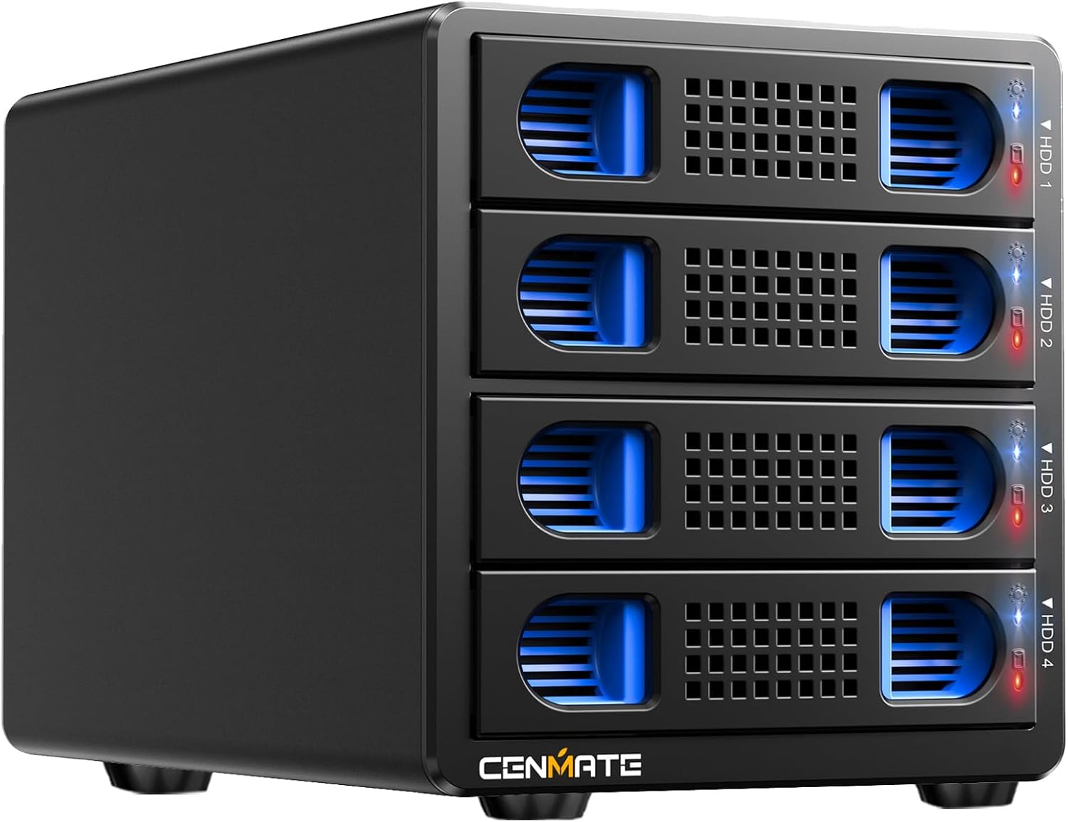 4 Bay Hard Drive Enclosure with Fan for 2.5/3.5" SATA HDD/SSD with USB A/C 3.0 + eSATA Cable, HDD Enclosure Supports 80TB Capacity (No Raid/NAS)