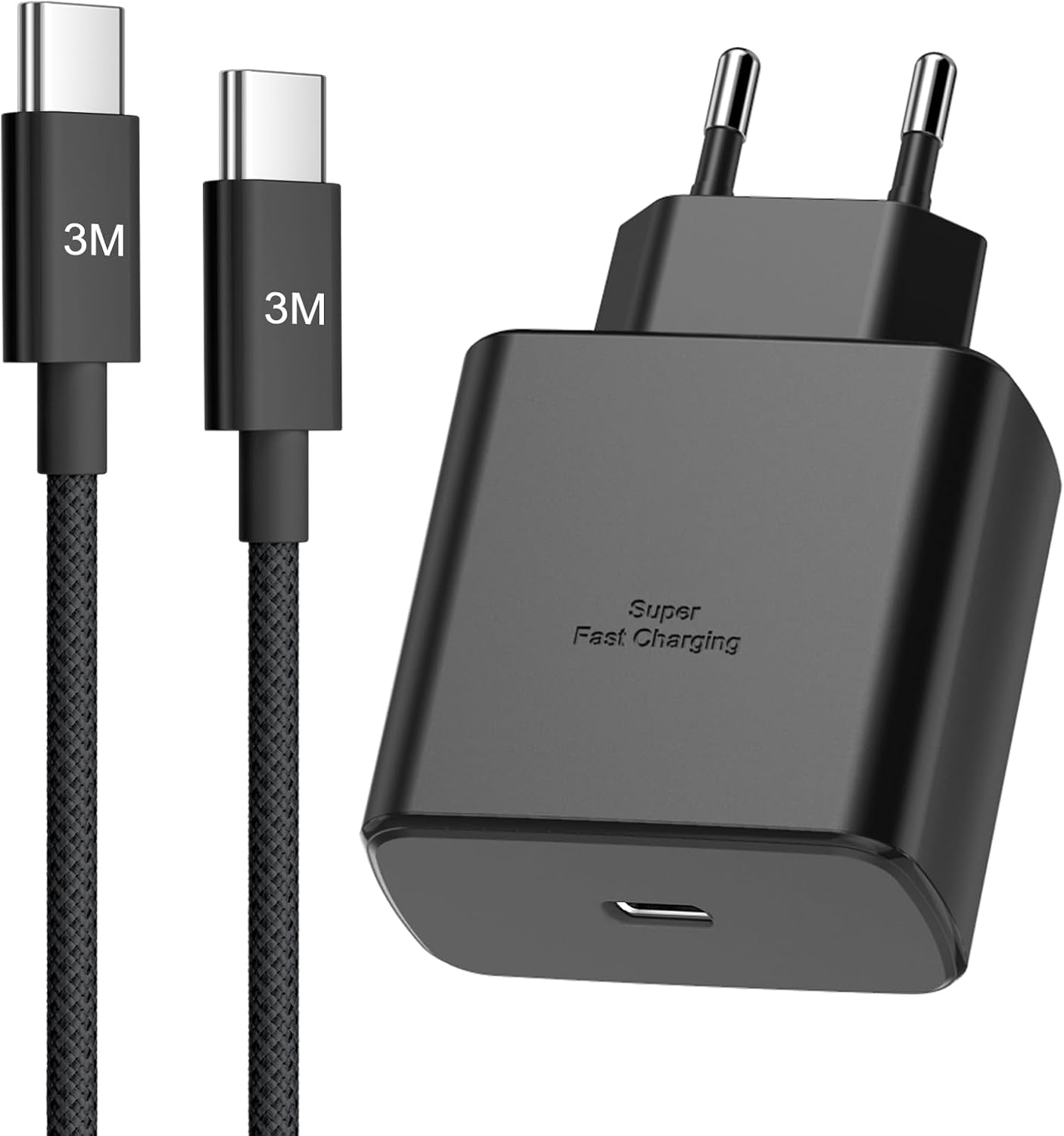 45W USB C Fast Charger for Samsung Galaxy S25/S25 Ultra/S24/S24 Ultra/S23/S23 Ultra/S22/S21/A55/A54/A15/A14, USB C Plug with Nylon 3M USB C Cable Fast Charging, Samsung Fast Charge Charger
