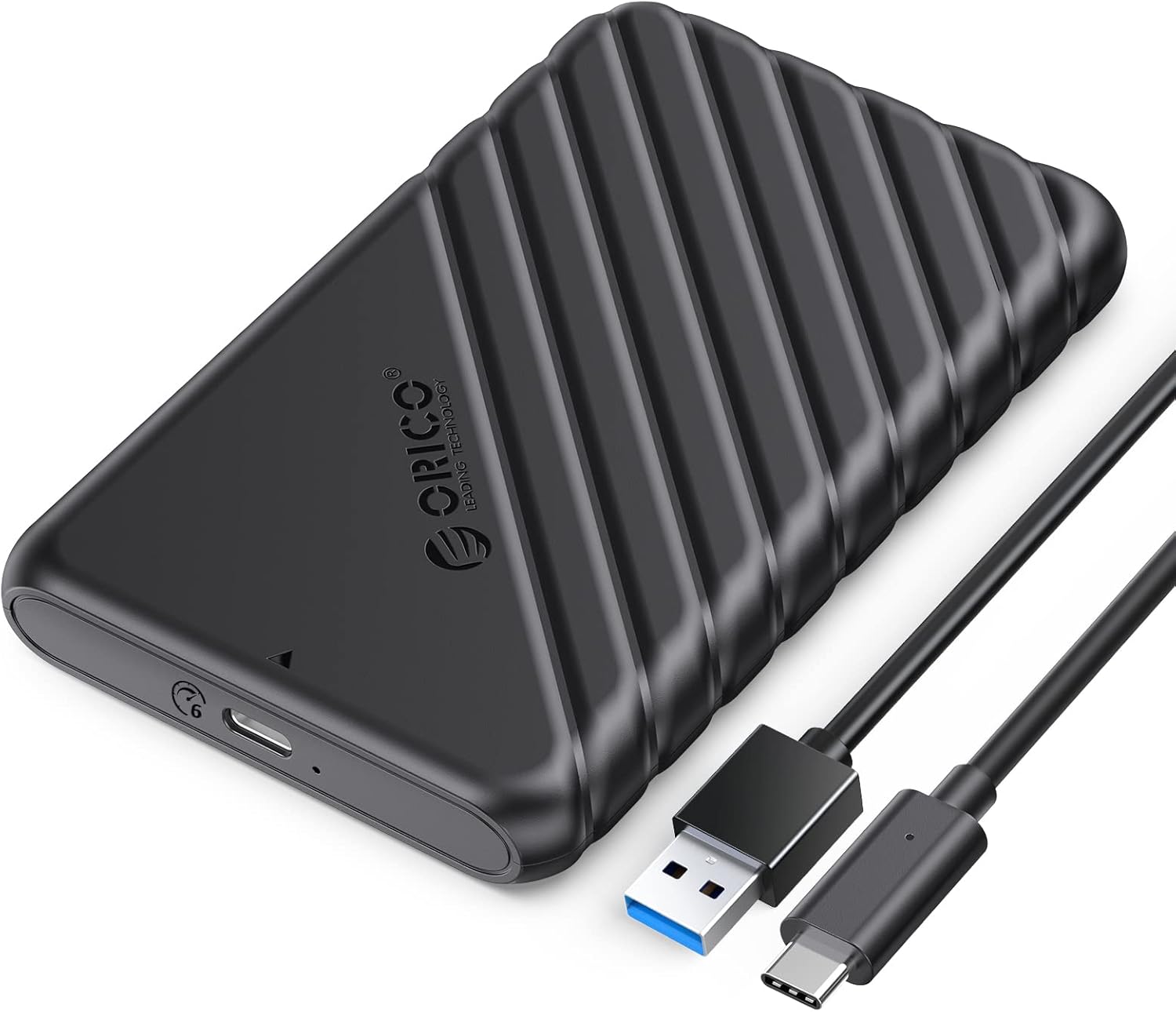 2.5 ORICO 6Gbps USB C 3.1 Gen 1 Hard Drive Enclosure for SATA HDD and SSD 2.5 Inches and 7/9.5 mm, UASP Acceleration, Trim, No Tools (Black, 25PW1C)