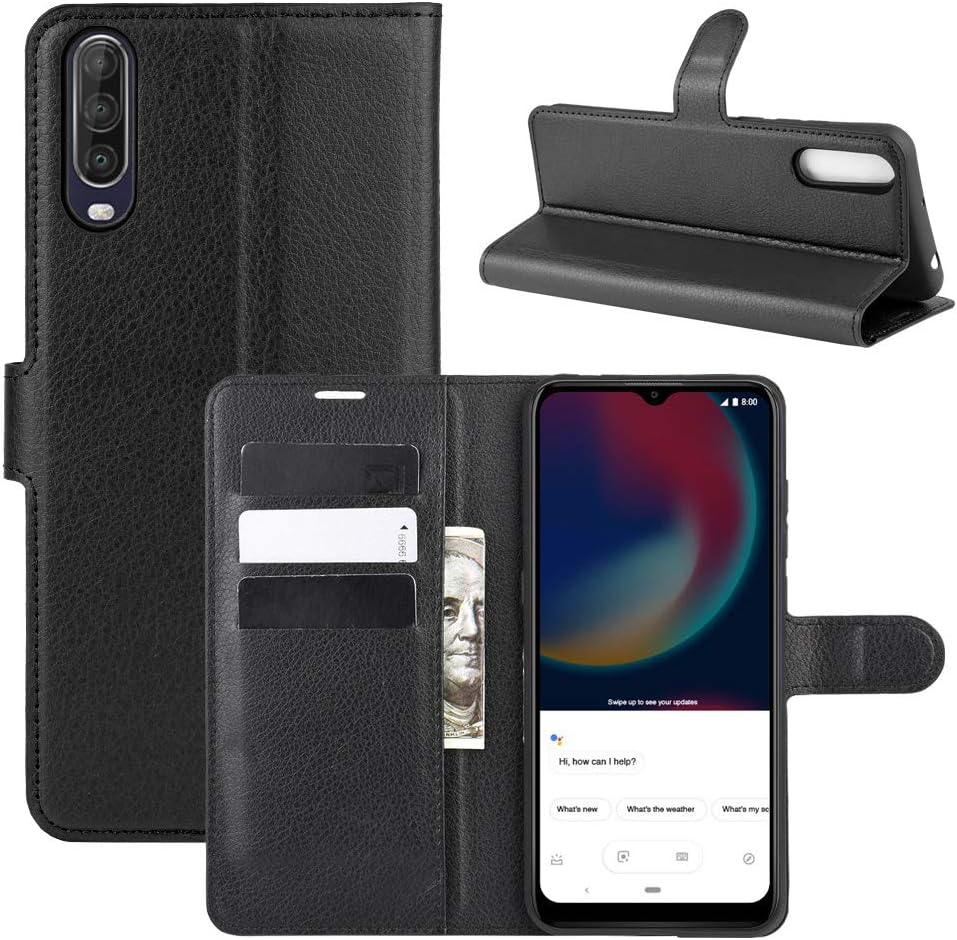 Case for Wiko View 4 / View 4 Lite, Anti-Shock Wallet Leather Flip Cover Case with Silicone Bumper, Card Holder, Kickstand, Magnetic Buckle for Wiko View 4, Black