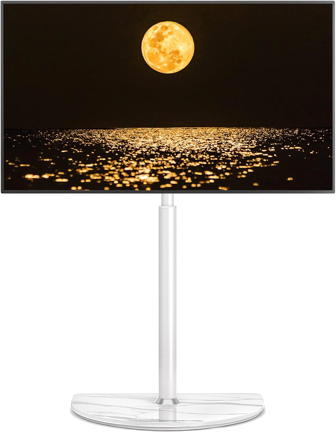 RFIVER Floor Stand for 32-65 inch OLED LCD LED TVs with ± 25 degree swivel, height adjustable up to 40 kg, cable management, easy assembly, VESA max 400 x 400 marble