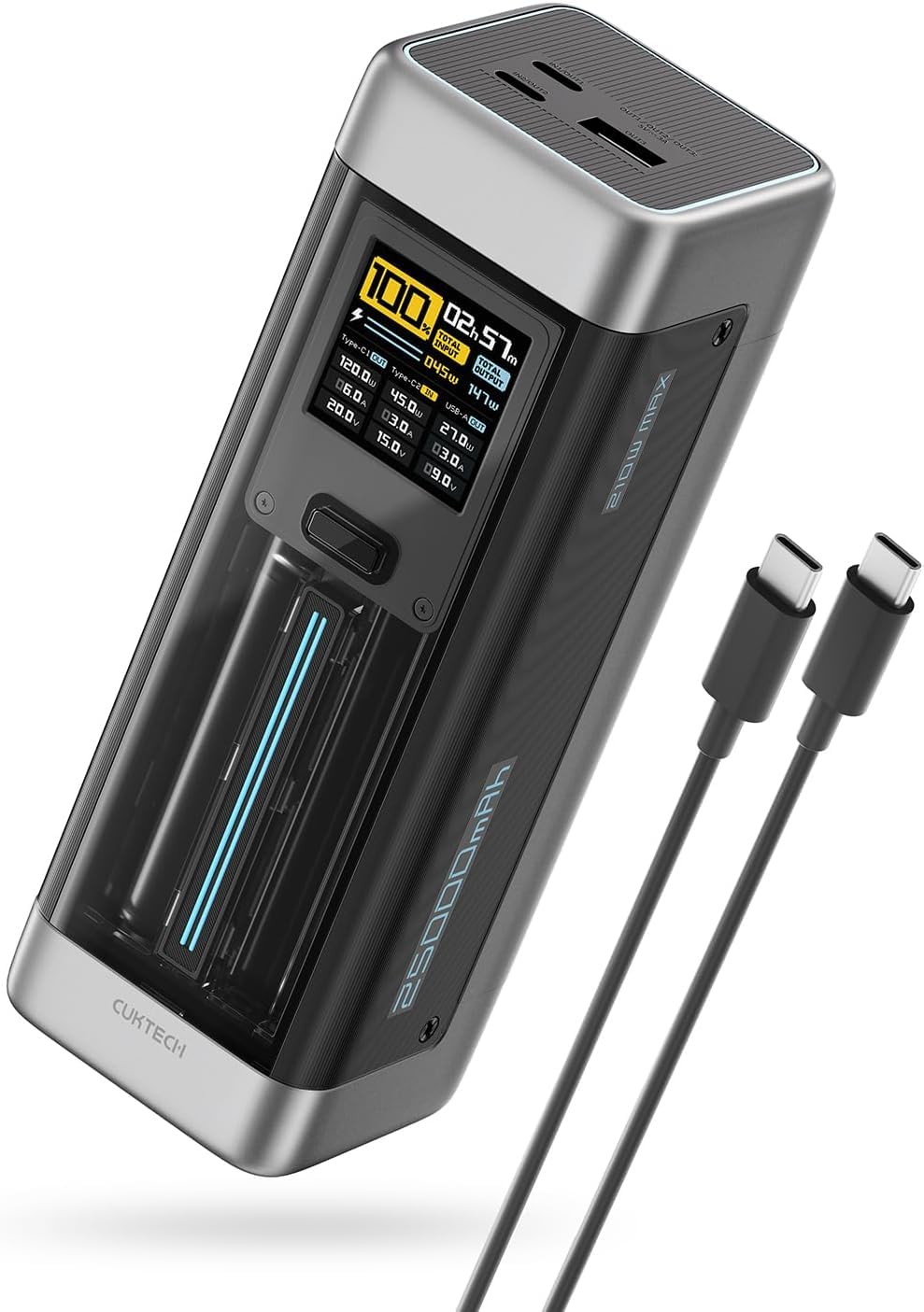 CUKTECH 20 140 W External Battery 25000 mAh, 3 Ports 210 W Total Power, Power Bank Quick Charge with PPS PD3.1, Portable Battery for Laptop/MacBook/iPad/iPhone 16/Samsung/Xiaomi