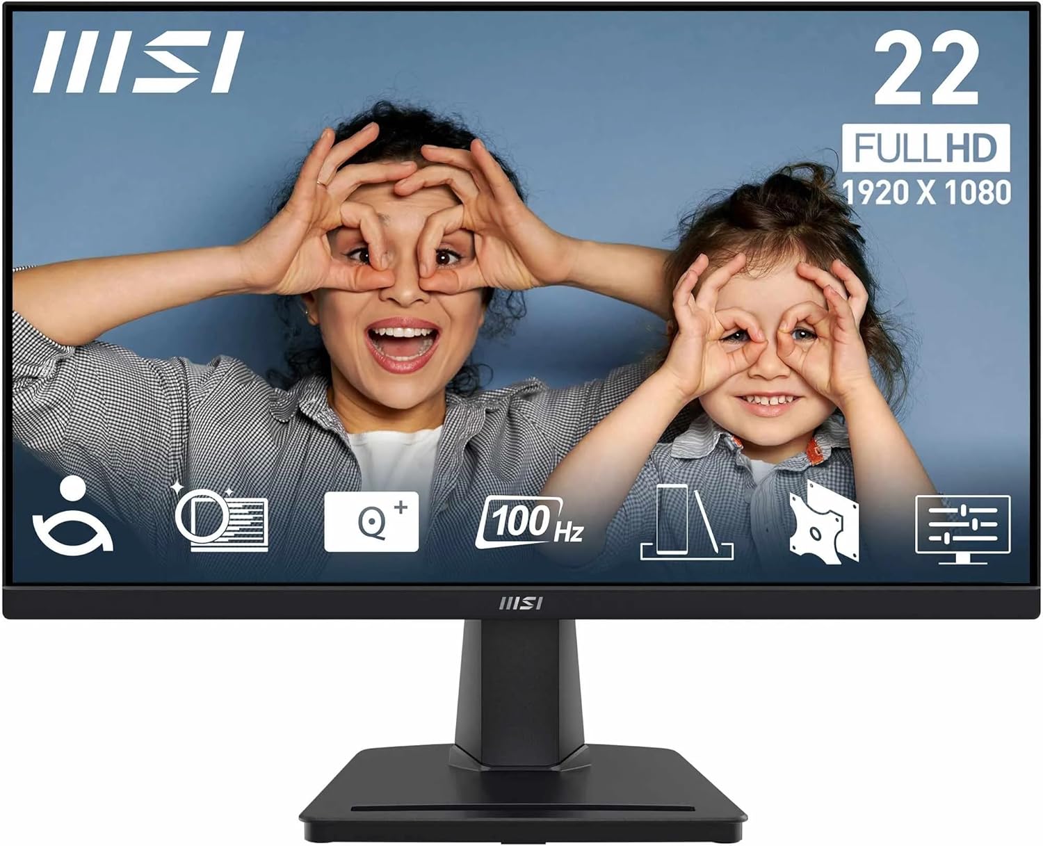 MSI Pro MP225V 21'' Full HD Desktop Monitor - VA Panel 1920 x 1080, 100Hz, Eye-Friendly, Tilt Adjustable - HDMI, VGA