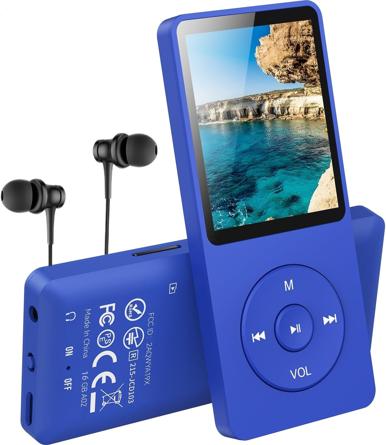 AGPTEK Mp3 Classic 16GB Ultra-Long Battery Life Up to 70 Hours of Music Playback with 1.8 Inch Screen, Small Sport MP3 Player for Kids/Adults (Memory Card Slot up to 128GB)-Dark Blue