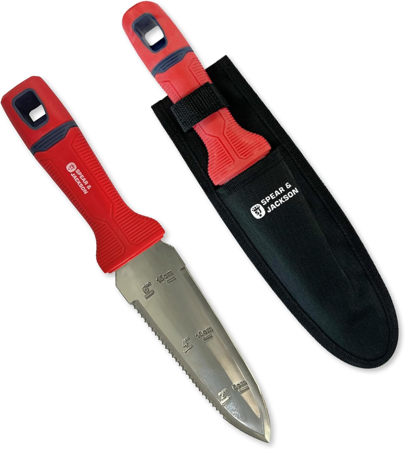 Spear & Jackson 4151HH Hori Hori Knife - Multi Tool - Stainless Steel Multipurpose Tool with Case and Belt Loop, Serrated and Straight Edges, for Planting, Weeding and Cutting