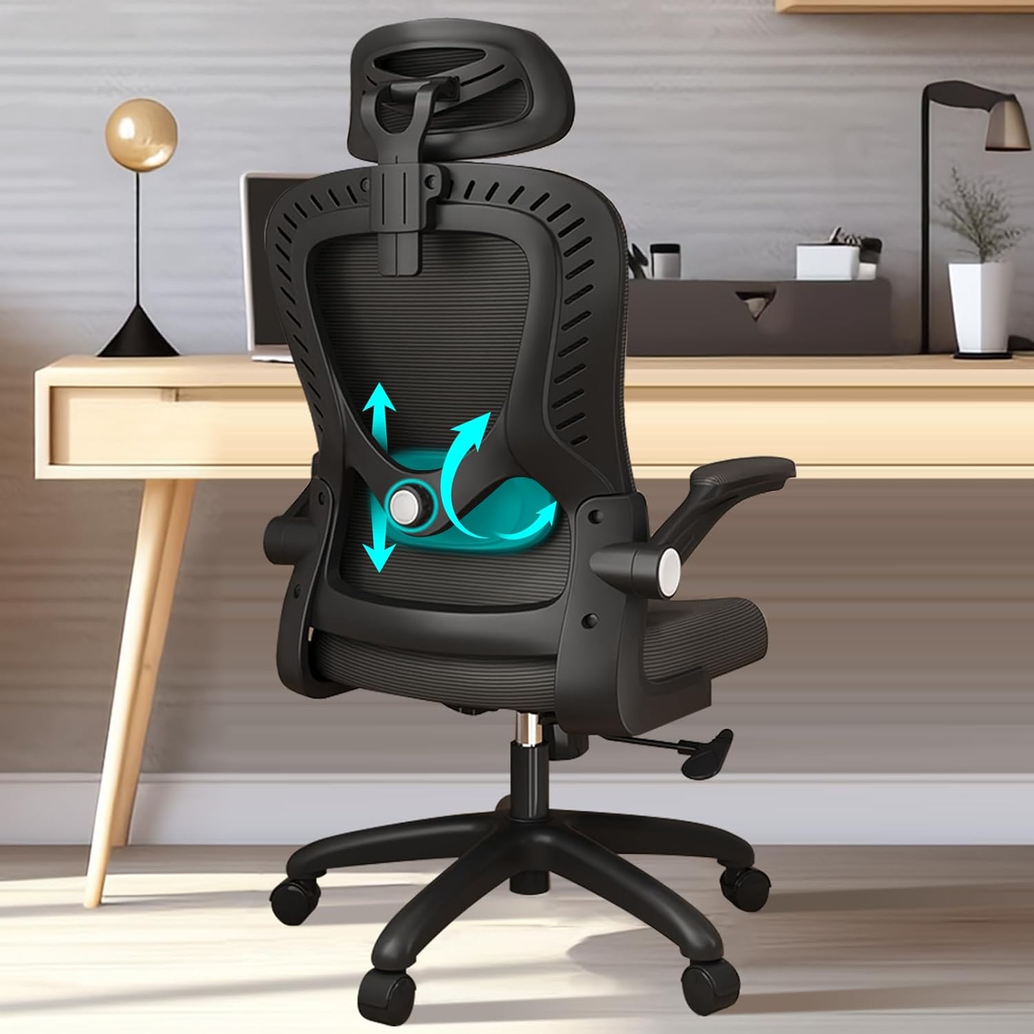 LEVIPE Ergonomic Office Chair with Lumbar Support, Armrests, Adjustable Headrest, High Back Swivel Computer Chair Comfortable for Home Office