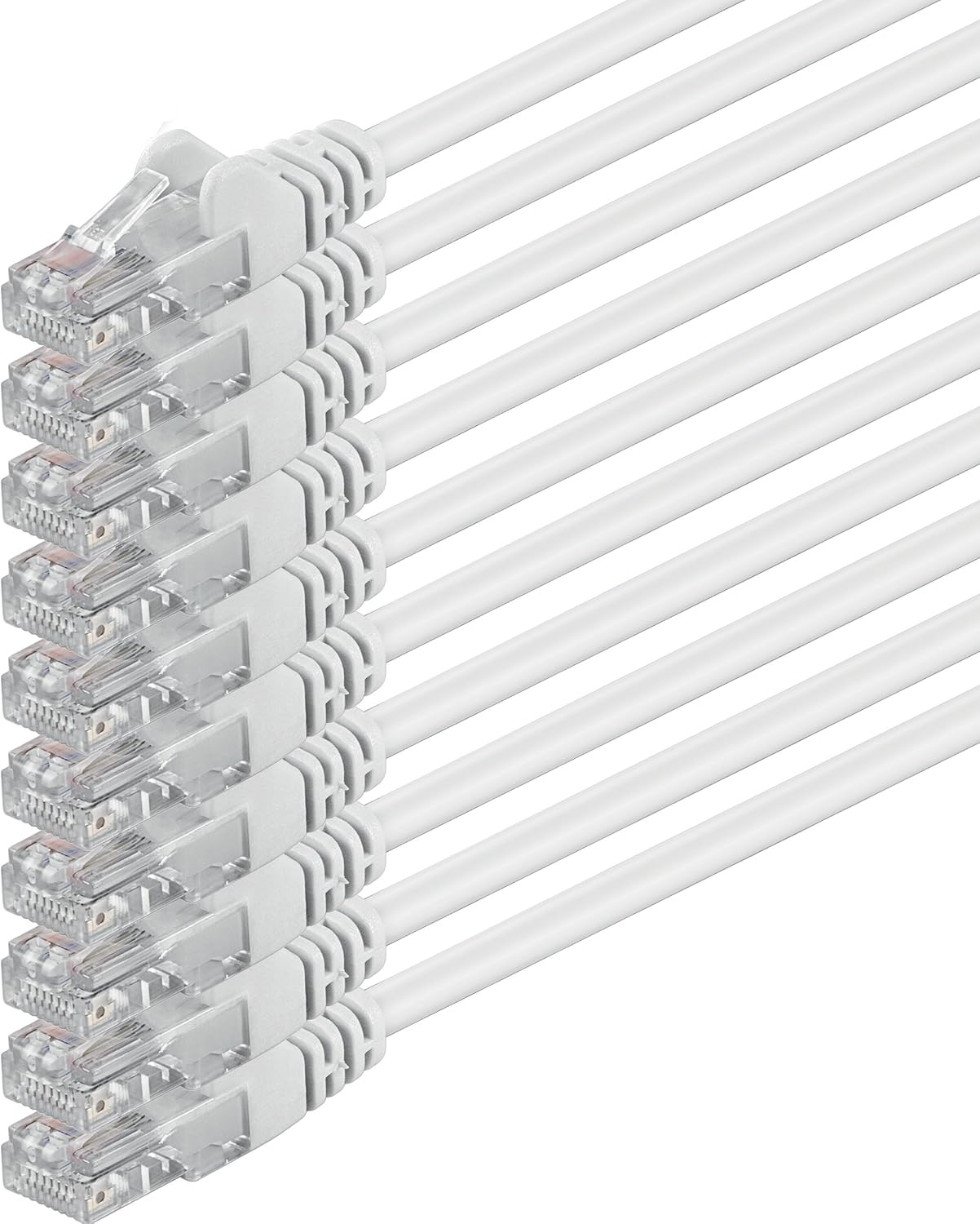 1aTTack.de 10 x 0.5 m Cat6 Cat 6 Network Cable - RJ45 Ethernet LAN DSL Modem Router - White