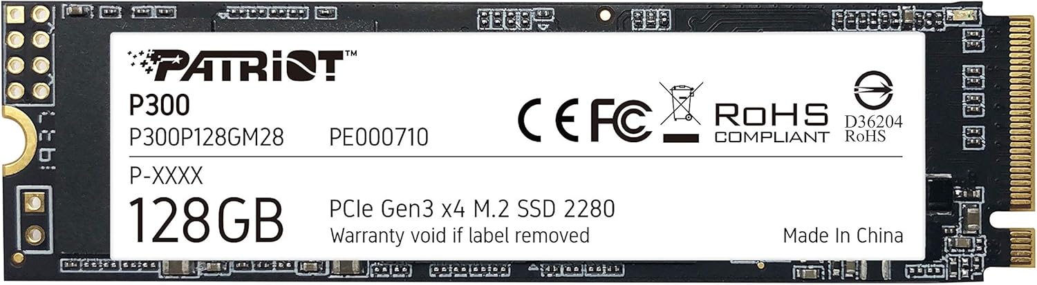 Patriot P300 M.2 PCIe Gen 3 x4 128GB SSD Low Power Consumption P300P128GM28 Read Up to 1600 MB/s and Write Speeds Up to 600 MB/s