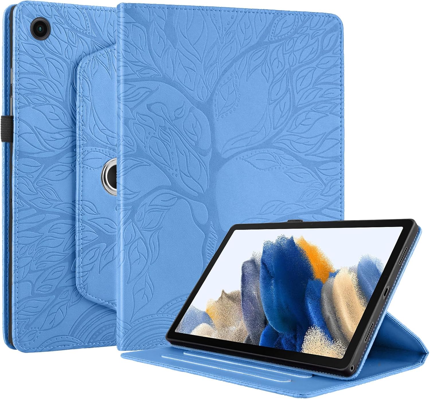 Succtopy Case for Galaxy Tab A8 10.5 2021 Case Stand 360 Degree Rotating PU Leather Protective Cover Samsung Tab A8 Wallet Tablet Case Samsung Galaxy Tab A8 SM-X200/X205/X207 Blue