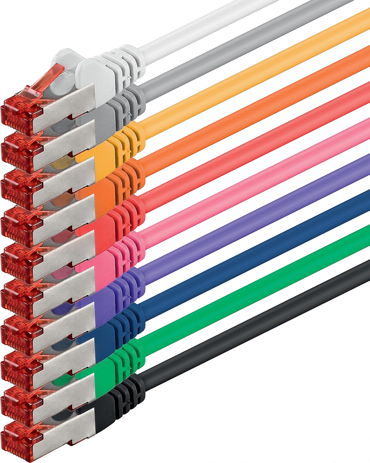 1aTTack.de 10 x 5 m Network Cable Patch Cable Cat 6 Cat6 RJ45 SFTP 10 Colours