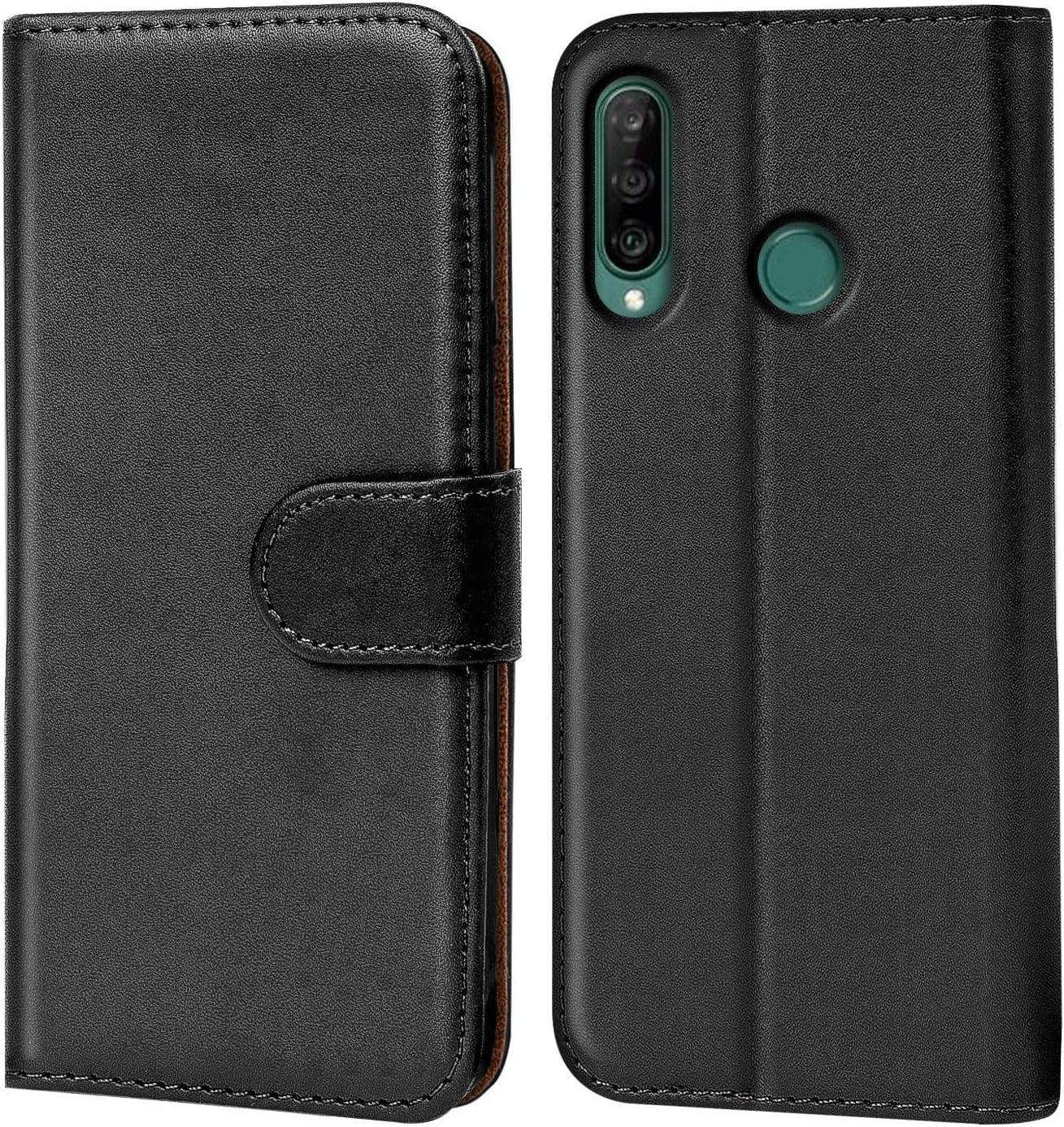 Verco Case for Huawei Y6p, Wallet Case for Huawei Y6p Synthetic Leather Case with Stand Function, Black