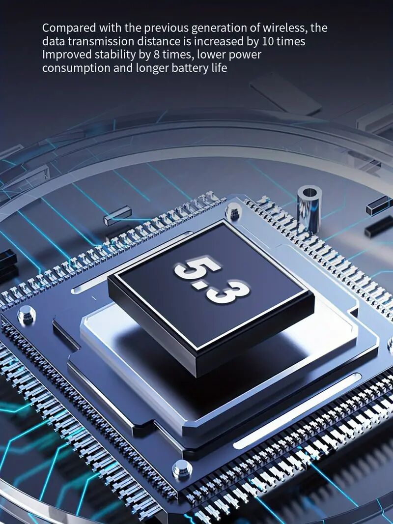 bt 5 3 color true wireless stereo earbuds silicone in ear touch button hands free headset battery capacity digital display low latency low power headset auto power on dual connection built in microphone for smartphones details 1