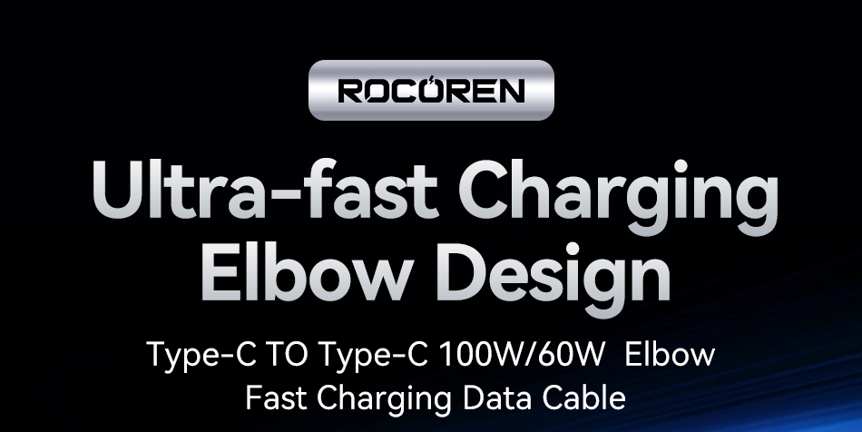 Rocoren câble USB‑C coudé 90° USB‑C PD 100W haute performance 