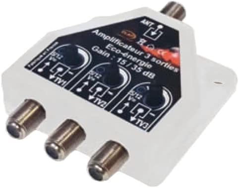 3 TV Splitter / Amplifier TNT UHF 470/790 MHz Adjustable - Gain 35 dB - Self-Powered