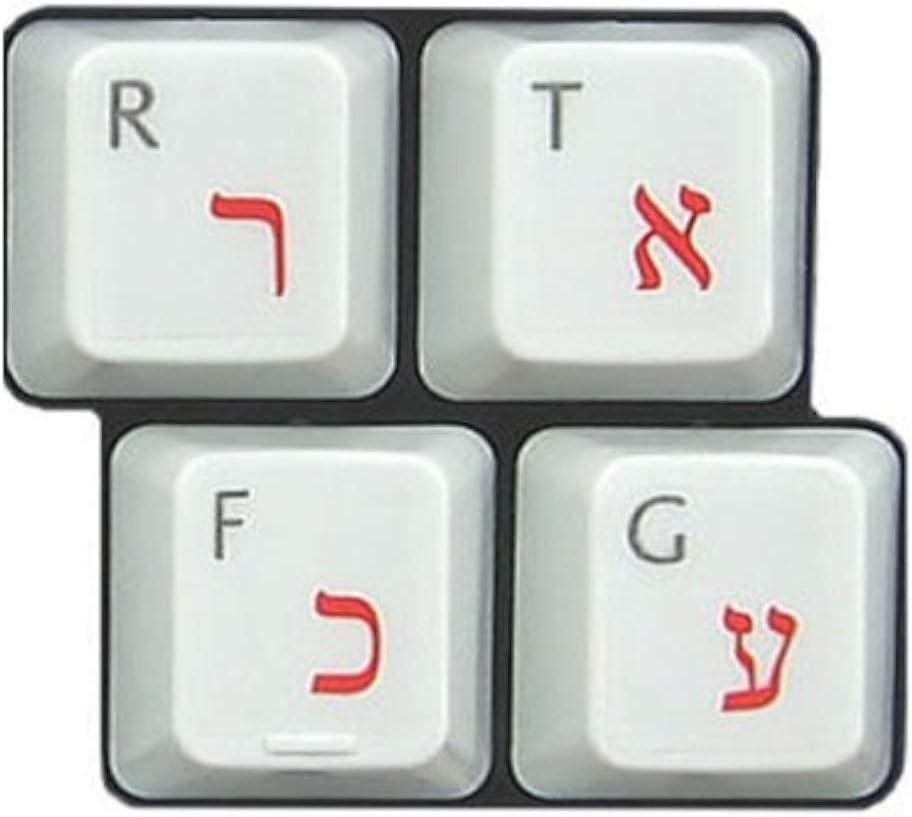 HQRP Red Hebrew Keyboard Stickers on Transparent Background for All Keyboards PC Laptops Notebooks