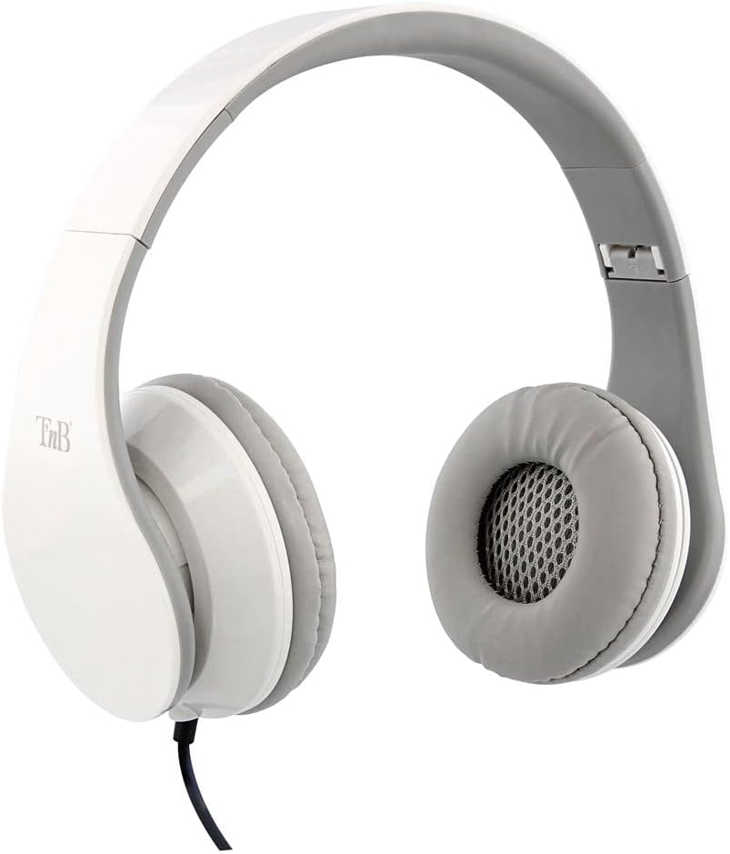 T'nB - Stream Collection Foldable 3.5mm Jack Wired Headphones - White 1.2m