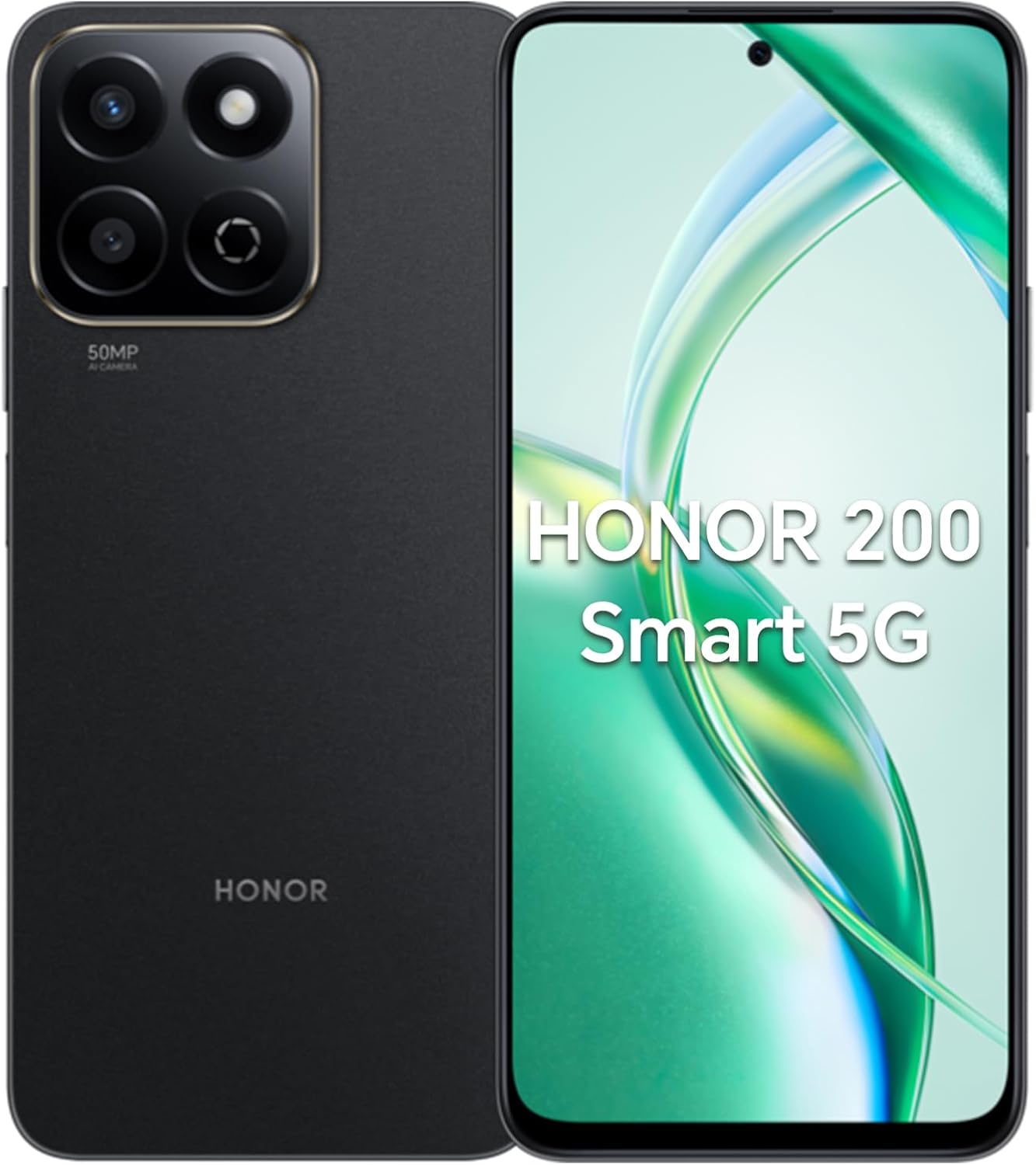 HONOR 200 Smart 5G Smartphone Phone 5200mAh, 4GB+256GB, 5 Star Drop Resistance, Splash Proof Durability, 50MP AI Capture with Motion Sensors, Dual SIM, Android 14, Black