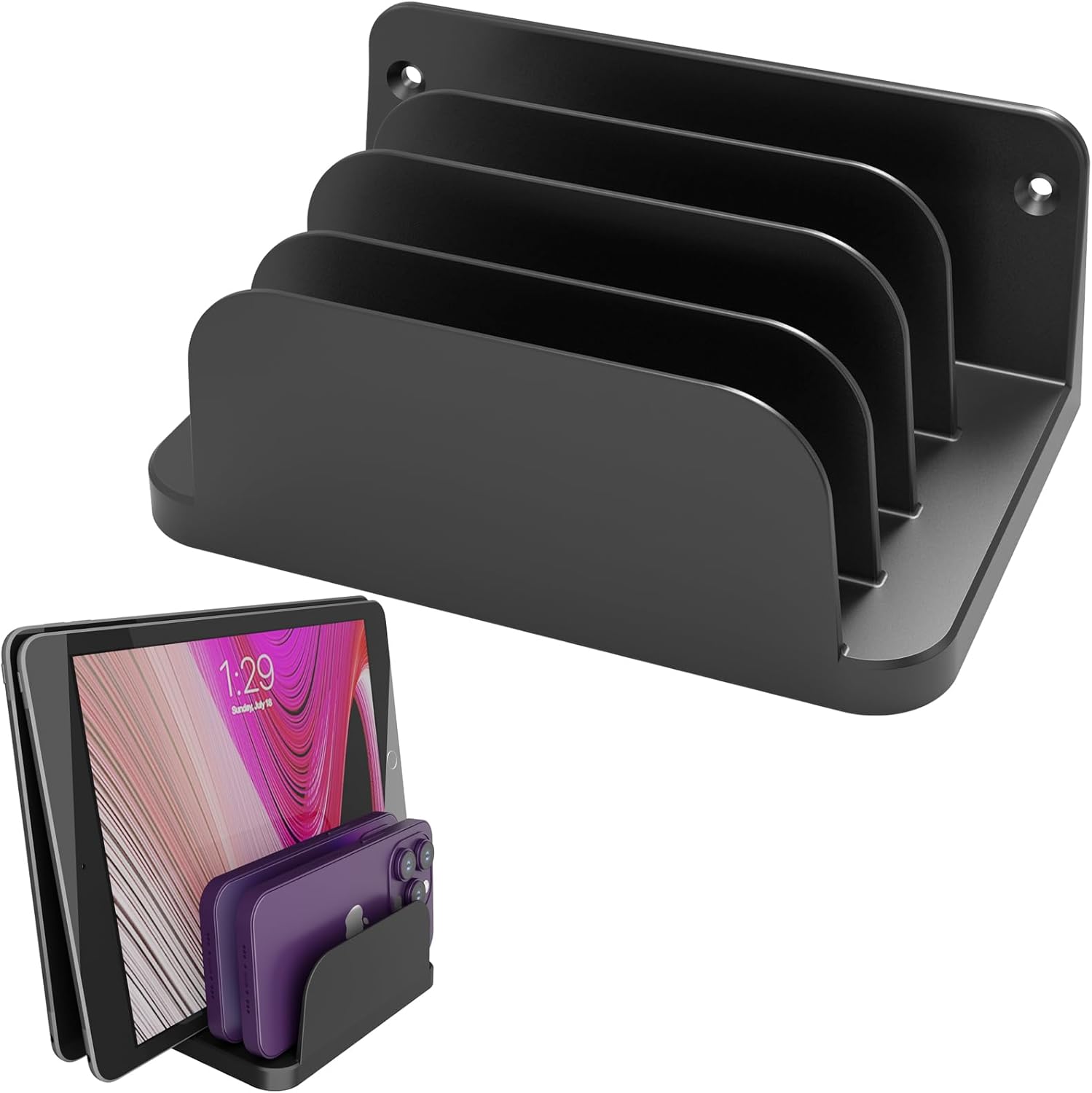 sciuU Universal Wall Mount for 4 Devices - for Tablet/Laptop/Slim Phones/E-Readers - Compatible with iPad iPhone Samsung Surface Huawei Xiaomi Lenovo