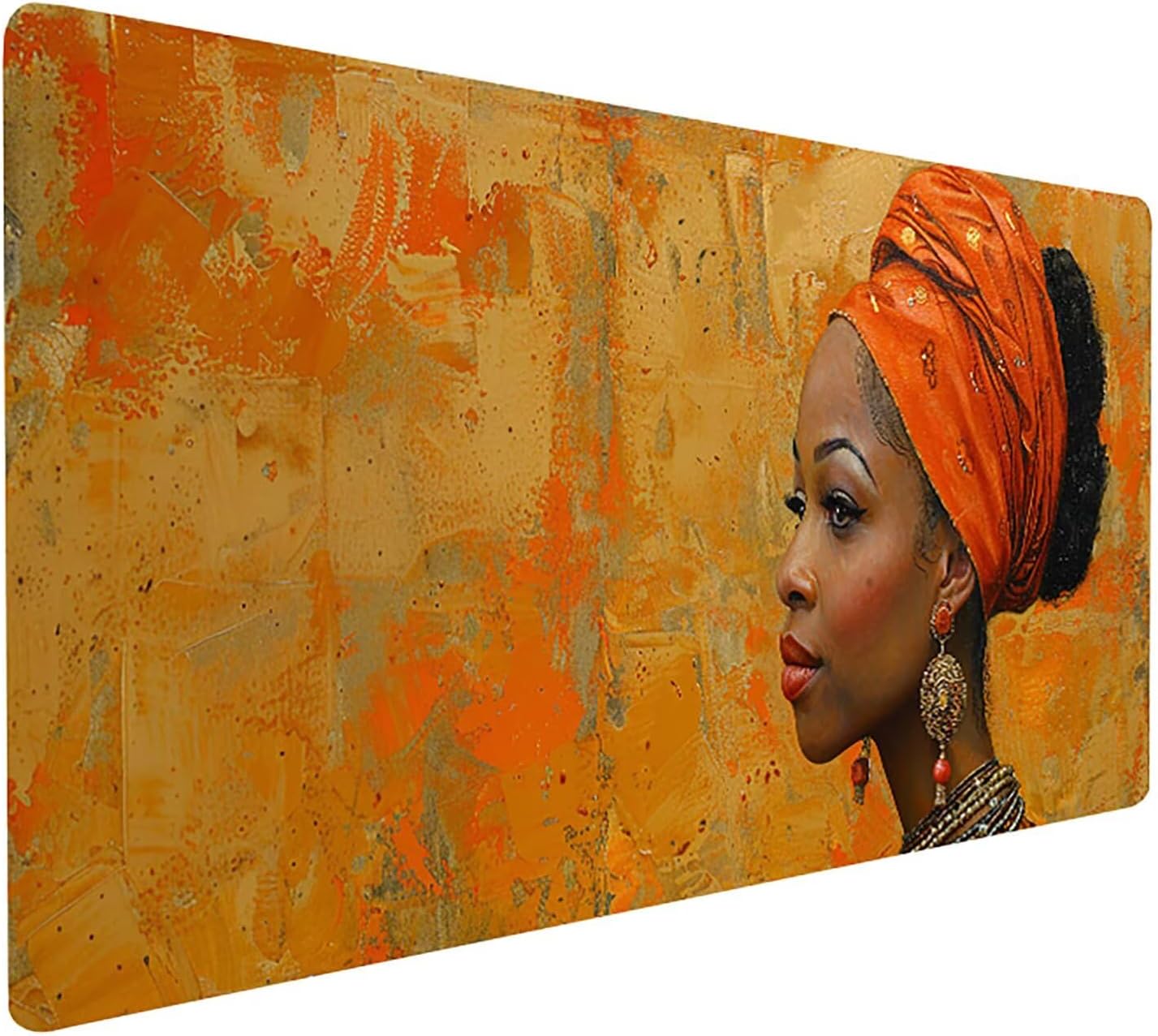 Orange Gaming Mouse Pad, XXL Mouse Mat 1200 x 600 mm, Desk Mat with Stitched Edges, Mouse Pad Improve Accuracy and Speed, Gaming Accessory, Women's Gift, African Woman 9-2105