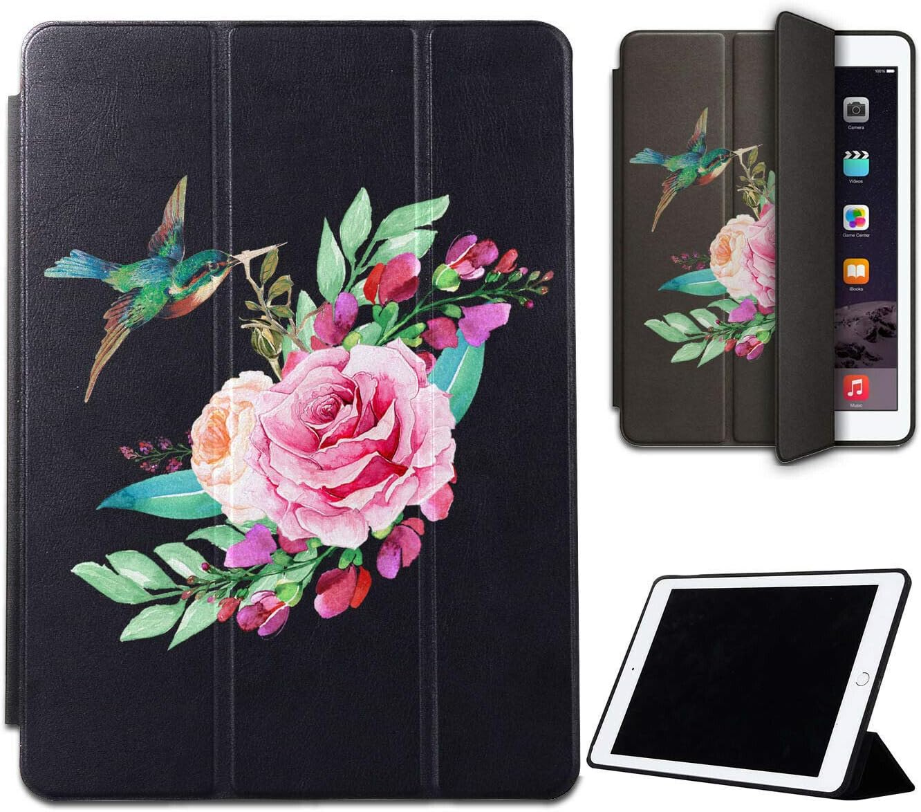 Mixroom - Étui de protection pour Samsung Galaxy Tablet S6 Lite 10,4" pliable en similicuir et TPU avec fonction support Motif pivoine et téléphone LNU1057