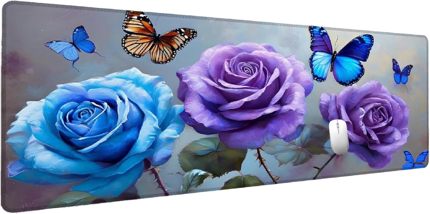 XXL Mouse Pad 900 x 400 mm Purple Gamer Mouse Pad Pink Large Mouse Pad Gaming Accessory Office Mouse Pad with Stitched Edges Waterproof Non-Slip Improves Accuracy and Speed N-8