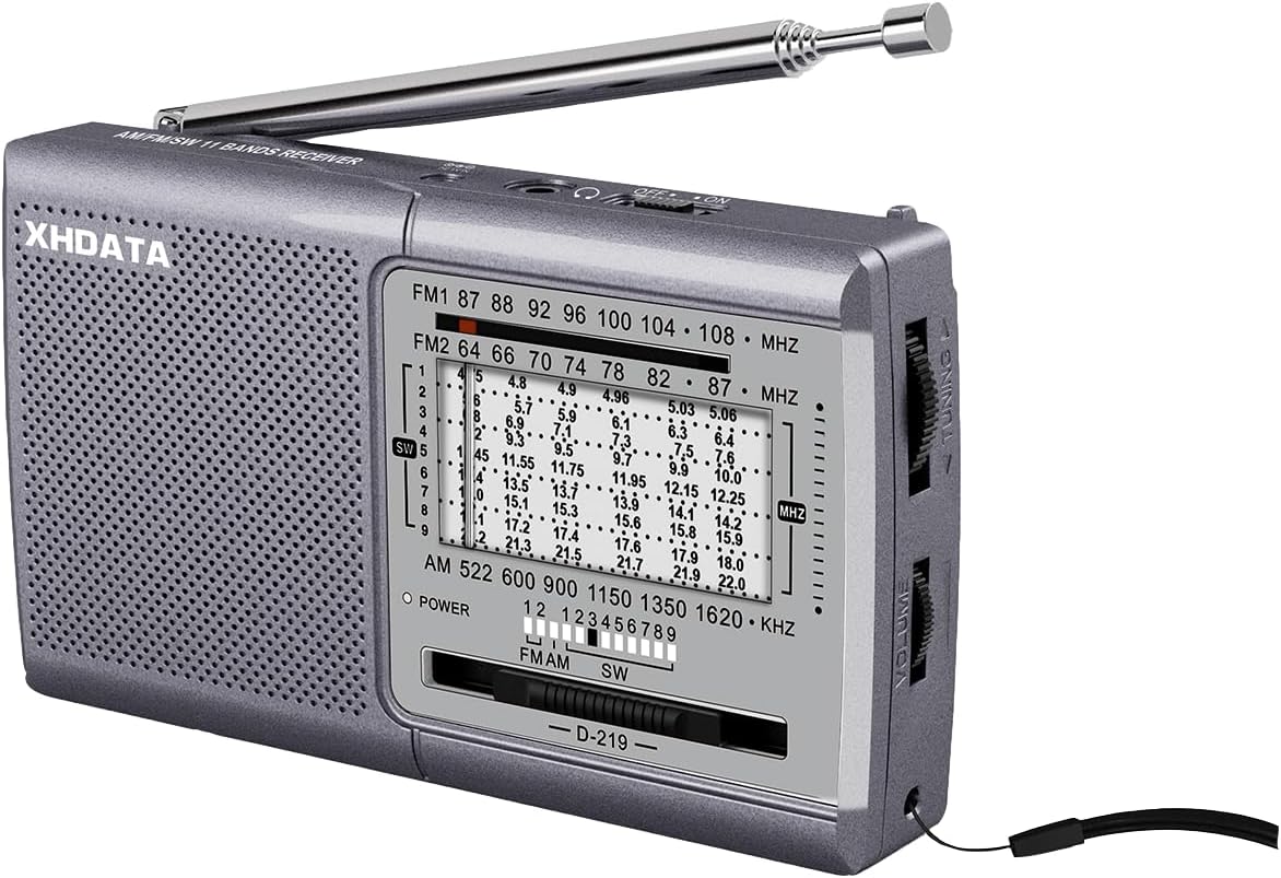 XHDATA D219 Battery Survival Radio FM AM SW Portable Radio for Outdoor Camping and Hiking Grey