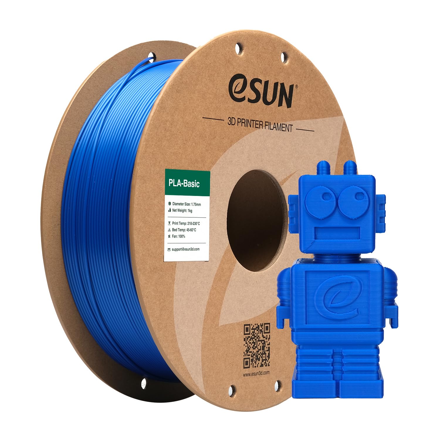 eSUN PLA Filament, 1.75 mm, PLA Basic Dimensional Accuracy +/- 0.05 mm, 1kg Spool (2.2 lbs) Fast PLA Filament for 3D Printers, Blue