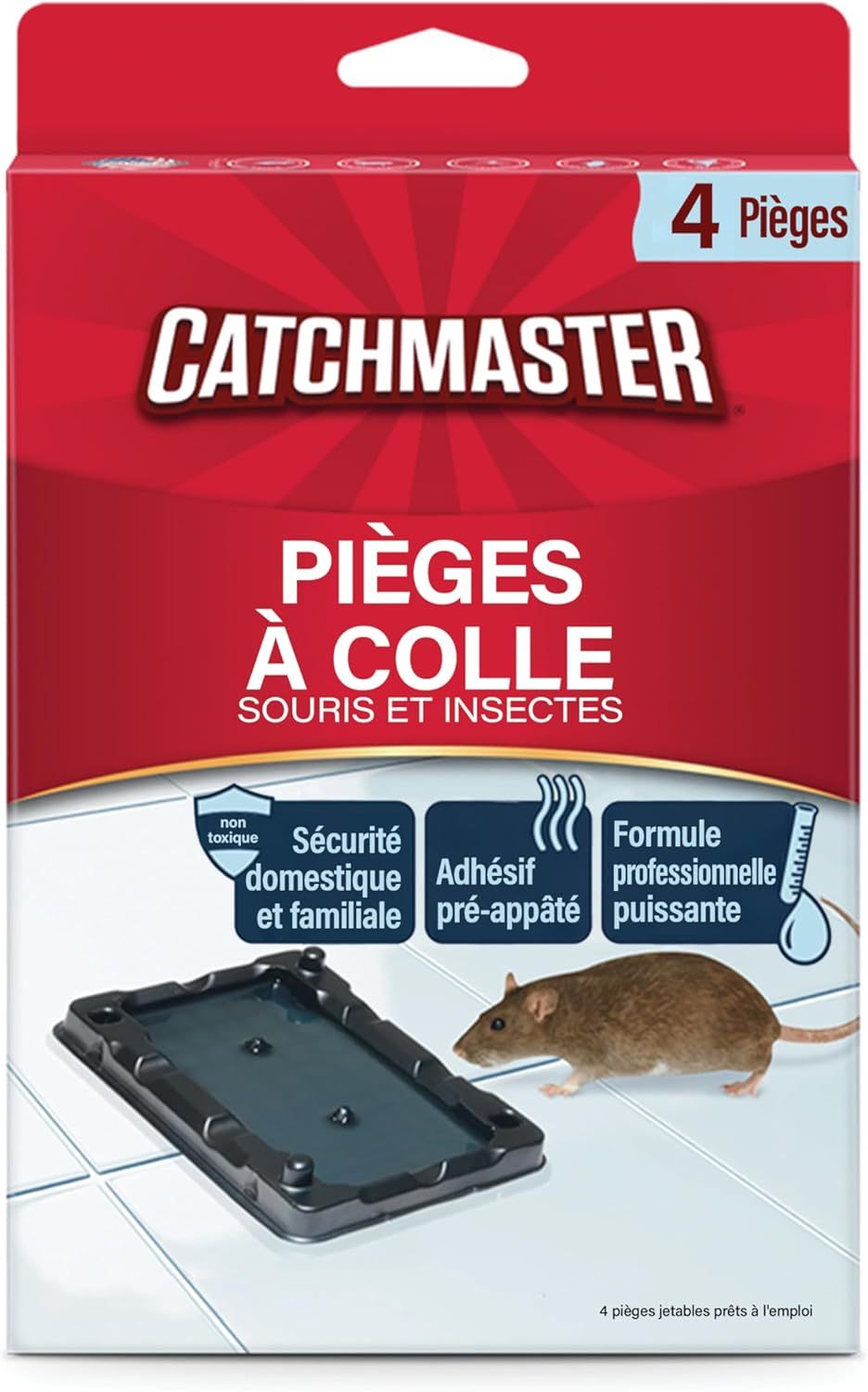 Catchmaster 4X Mouse Trap | Effective Rodent Repellent Solution | Pre-Baited Glue | Insect Sticky | Strong Adhesive