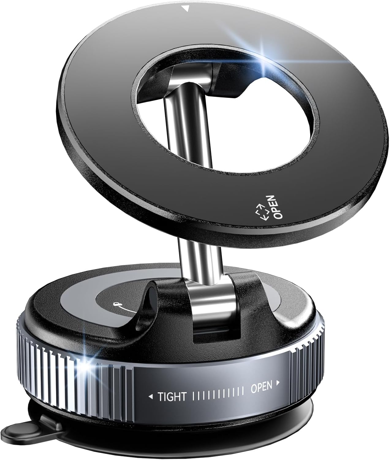 CloudValley MagSafe Car Phone Holder, [Ultra Powerful Suction Cup] Car Phone Holder, [360° Rotation] Foldable Phone Holder for iPhone 12 and Above Galaxy S24 Ultra Series, Black