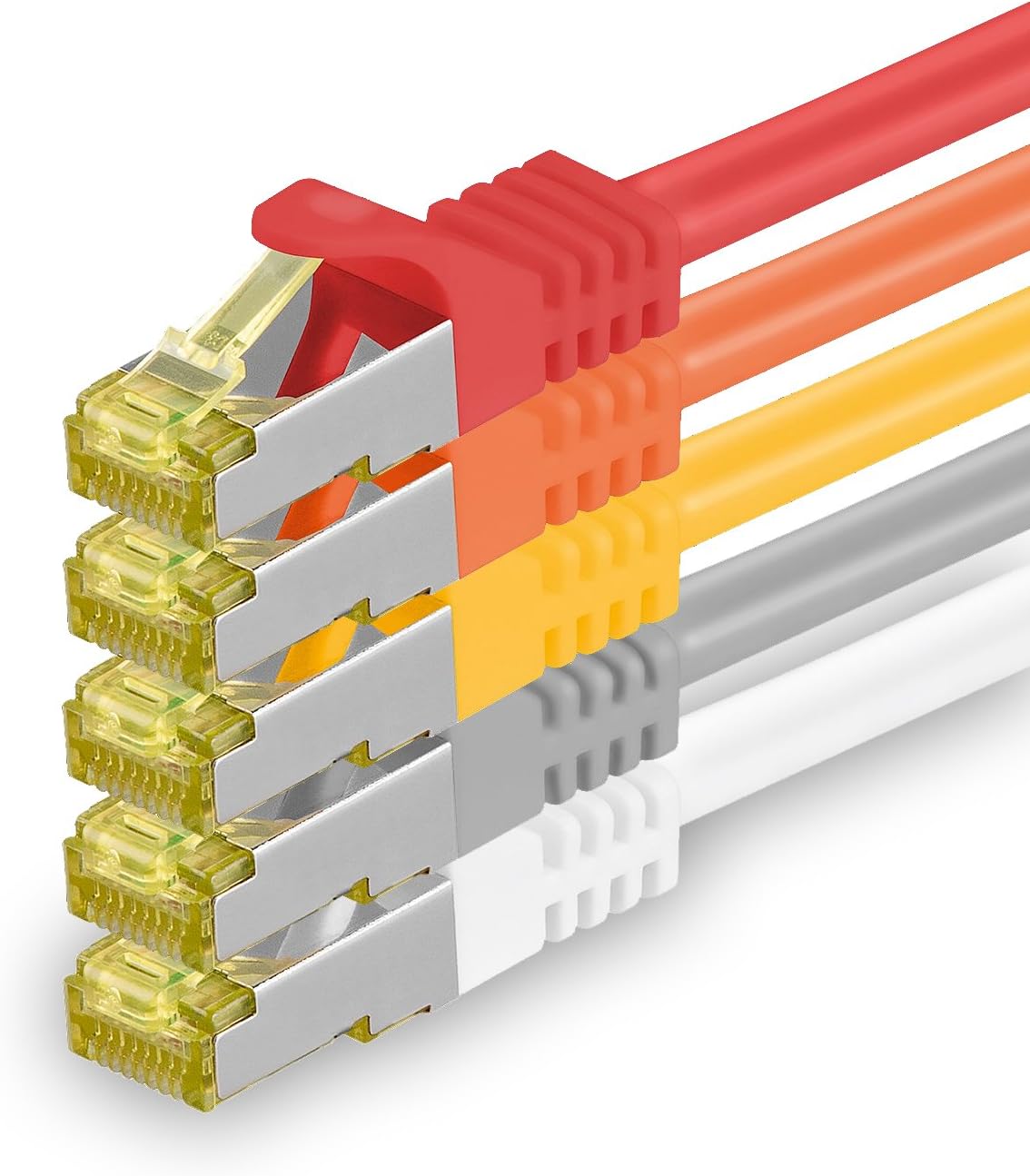 5 x 2.0 m - CAT-7 Cat.7 Network Cable, Ethernet, LAN & Patch RJ-45 SFTP 10 GB/s - 5 Colours 01