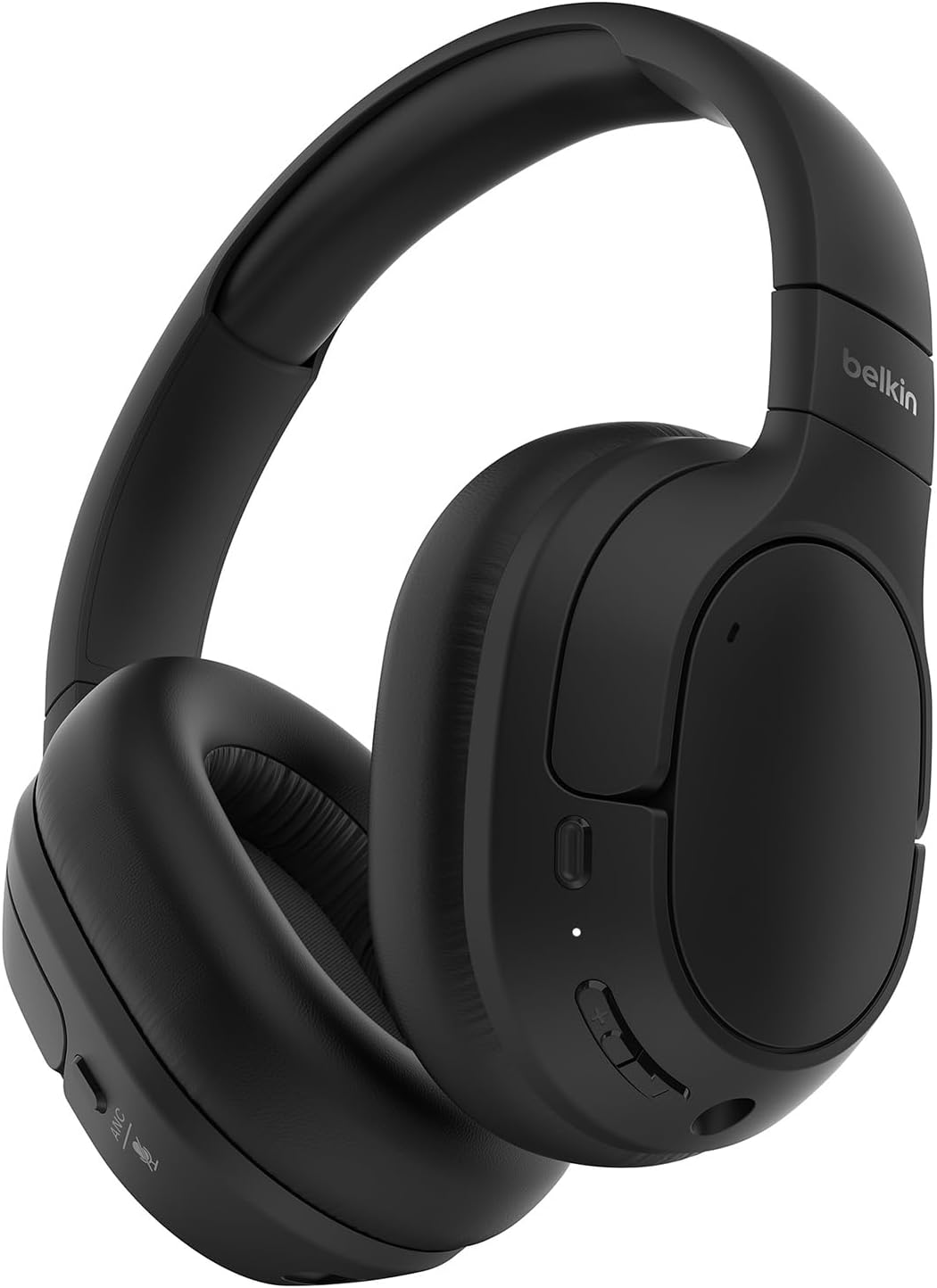 Belkin SoundForm Isolate Wireless Bluetooth Headphones with Hybrid ANC (Noise Cancelling Headphones, 60 Hour Playtime, Deep Bass, CloudCushion Earbuds, On the Go Use) - Black